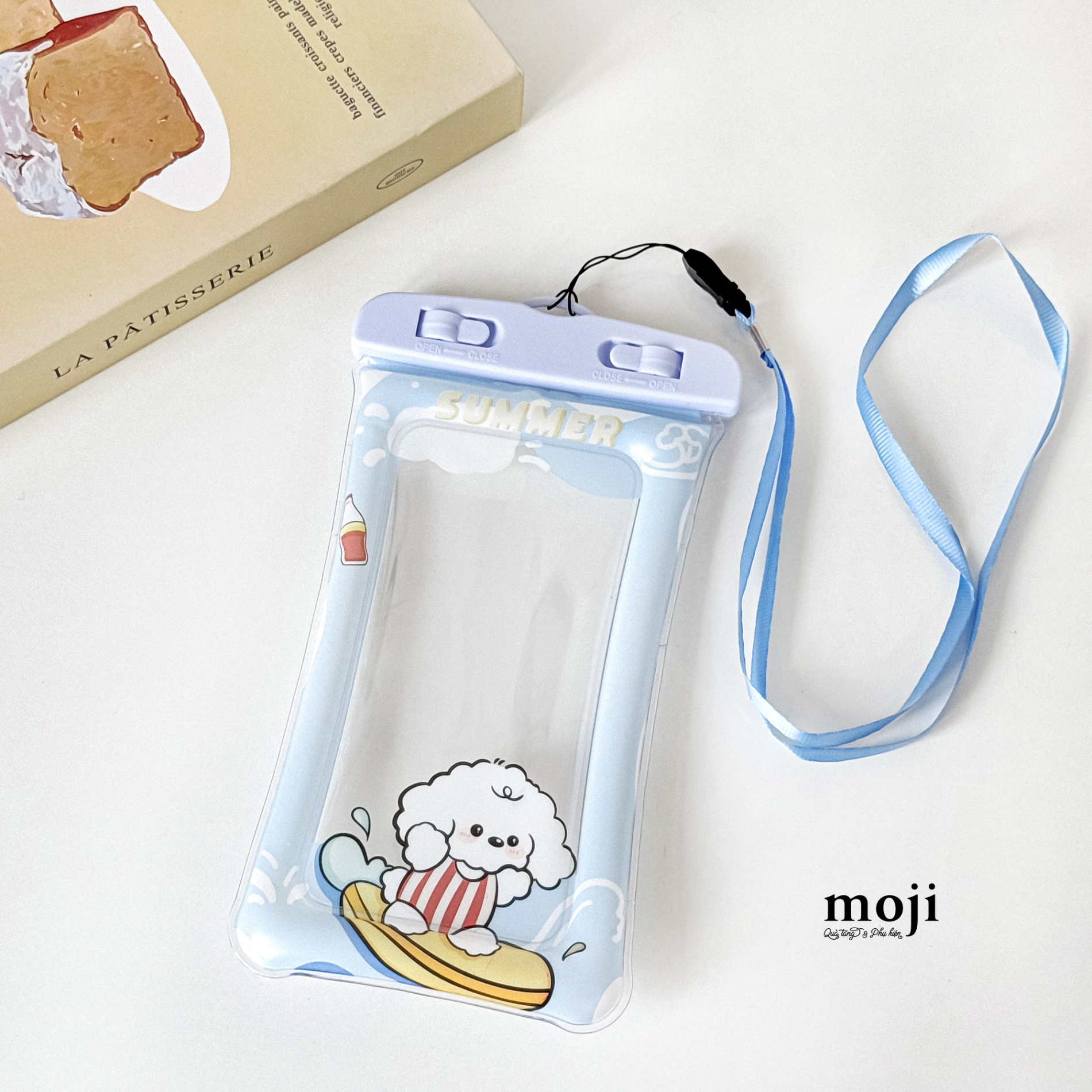 Túi chống nước điện thoại viền phao Cute dog summer lướt ván