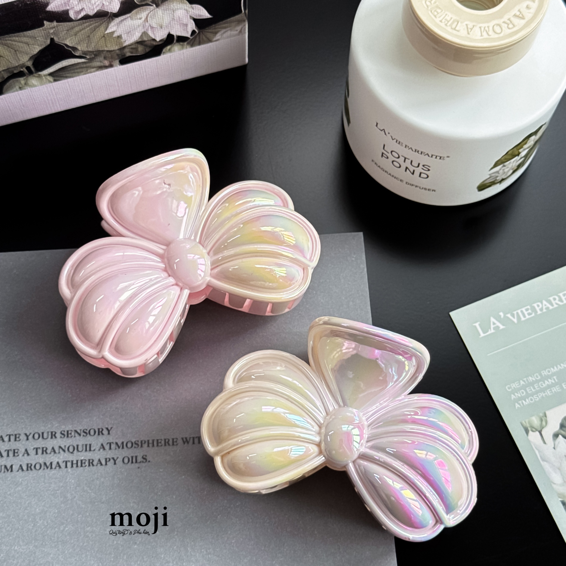 Kẹp tóc càng cua Bow nơ cánh phồng gradient color