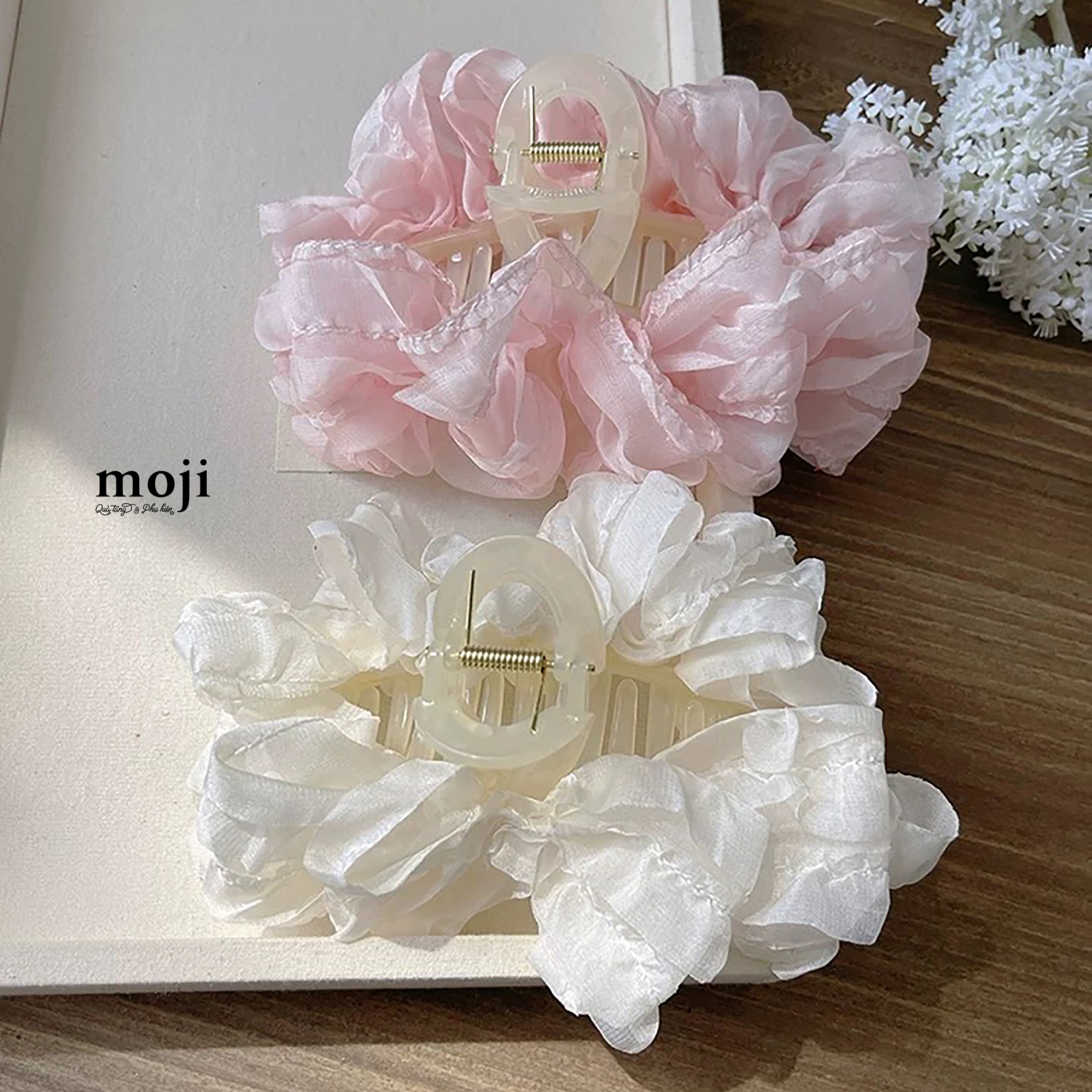 Kẹp tóc càng cua vải nhún nhiều tầng 1 màu