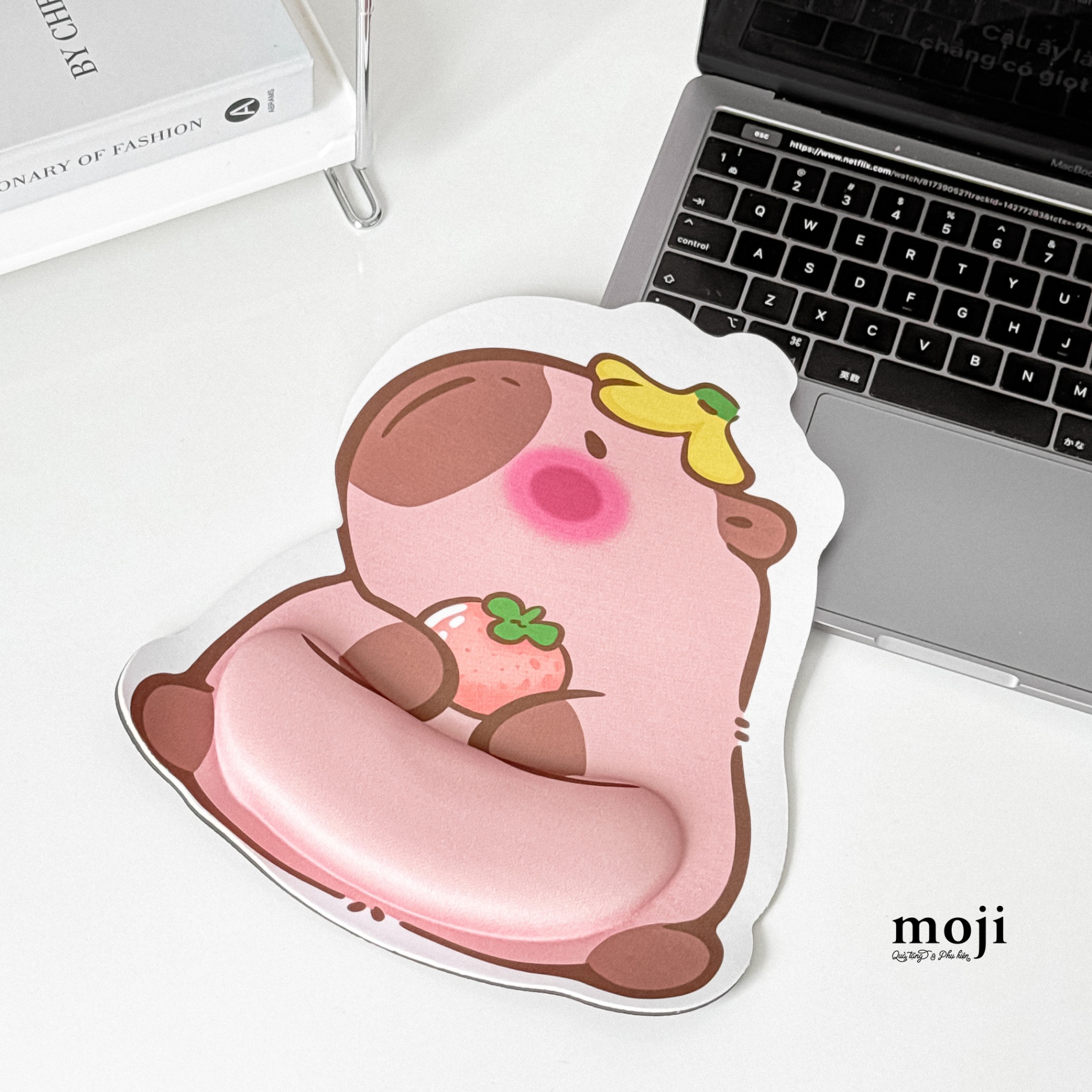 Lót chuột đệm tay Capybara fruit má hồng 23x26