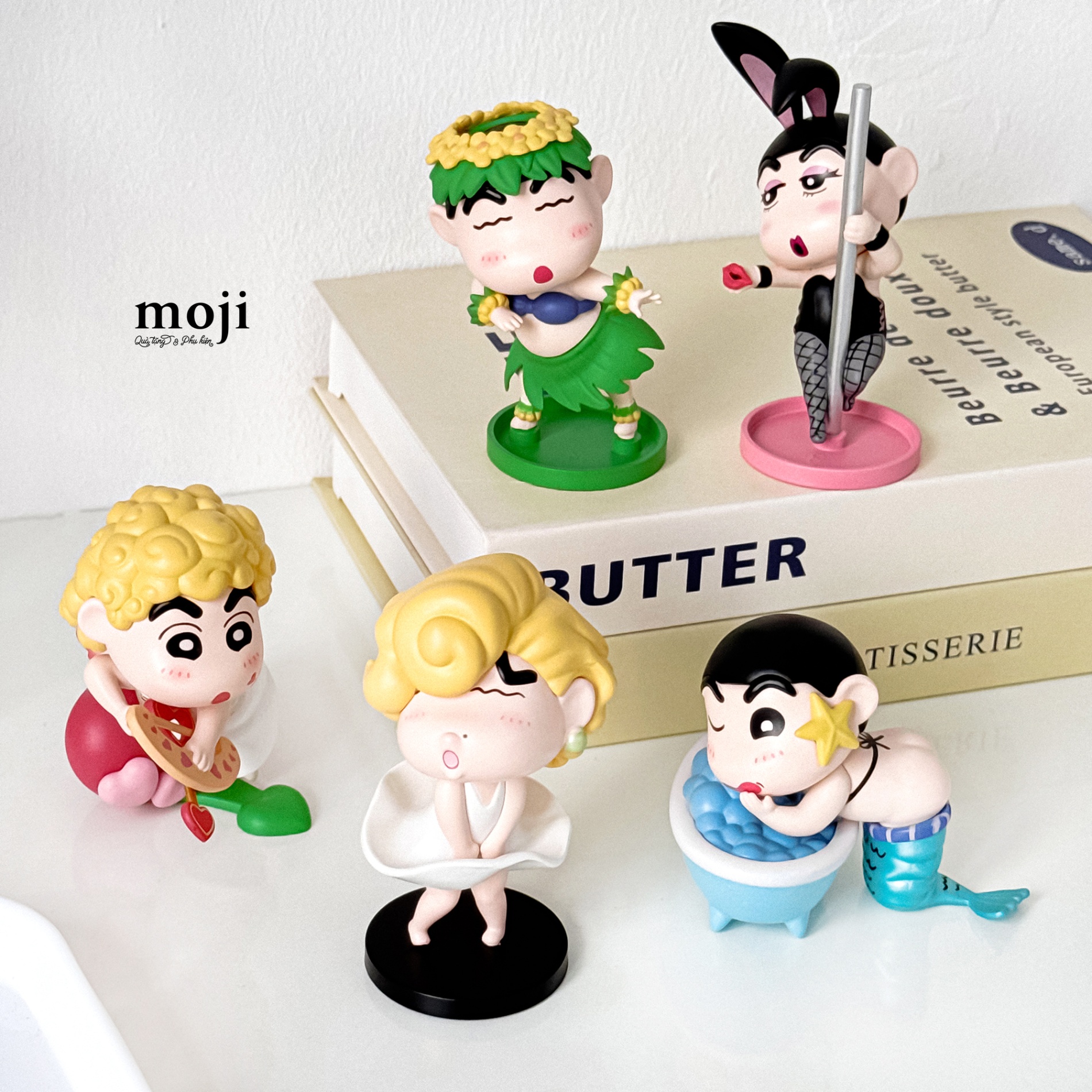 Tượng trưng bày trang trí Shinchan cosplay funny characters đế tròn 10cm