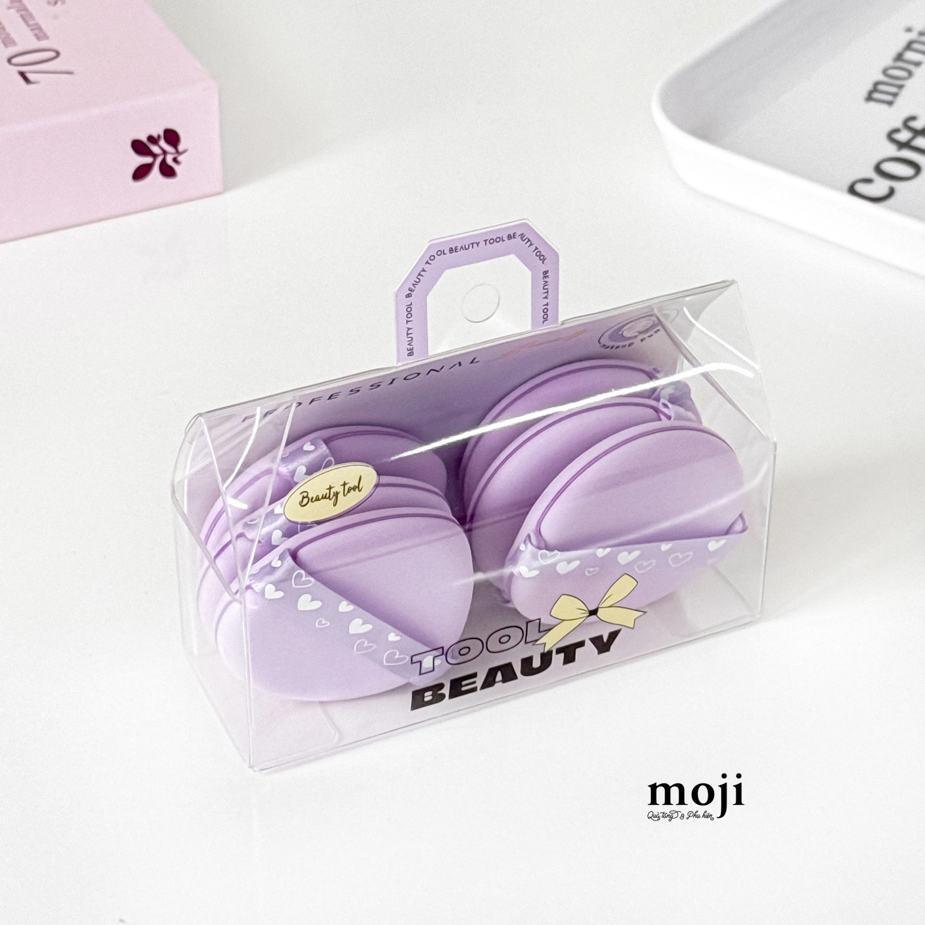 Bông phấn trang điểm Little heart nền màu set6