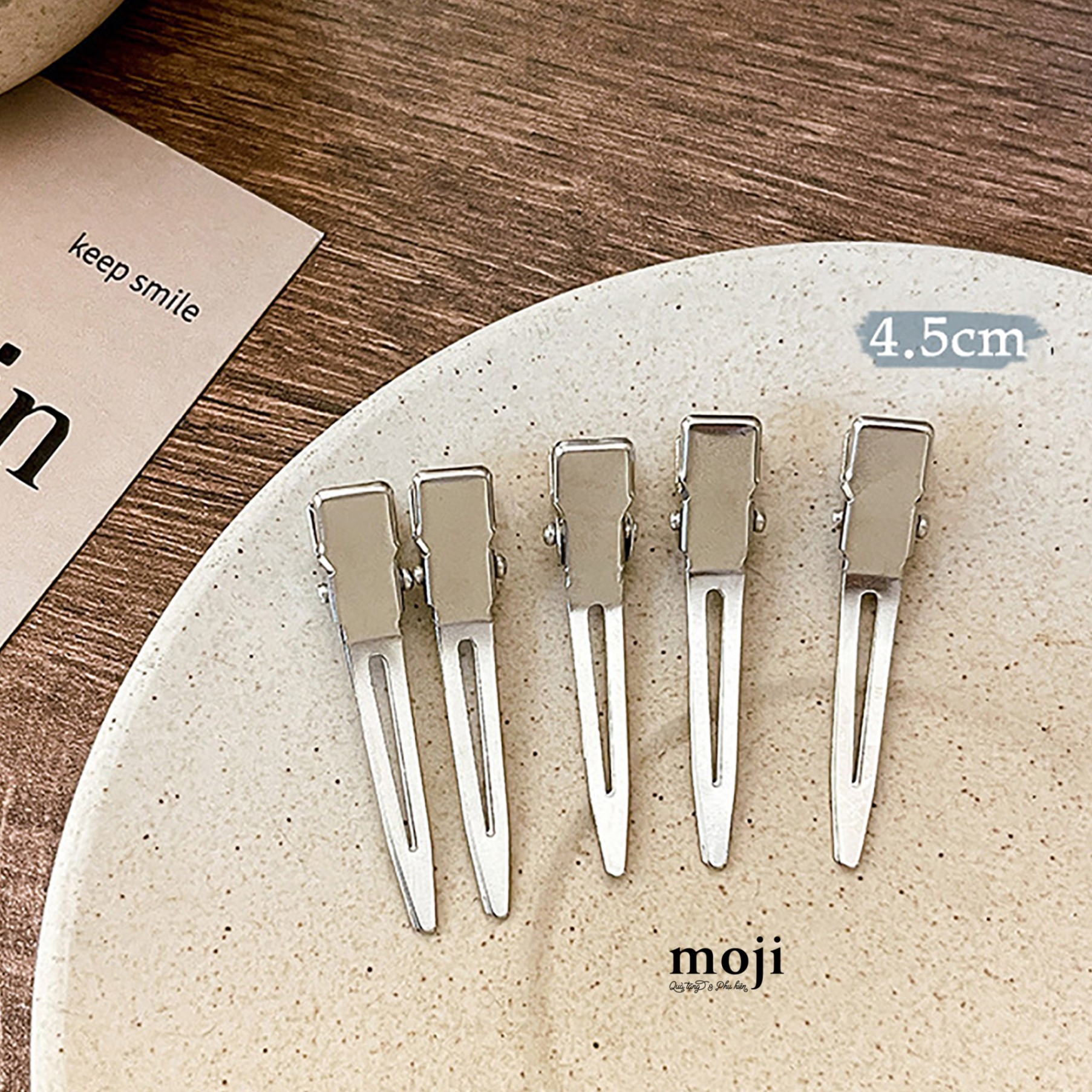 Kẹp tóc trang điểm Basic silver có viền set5