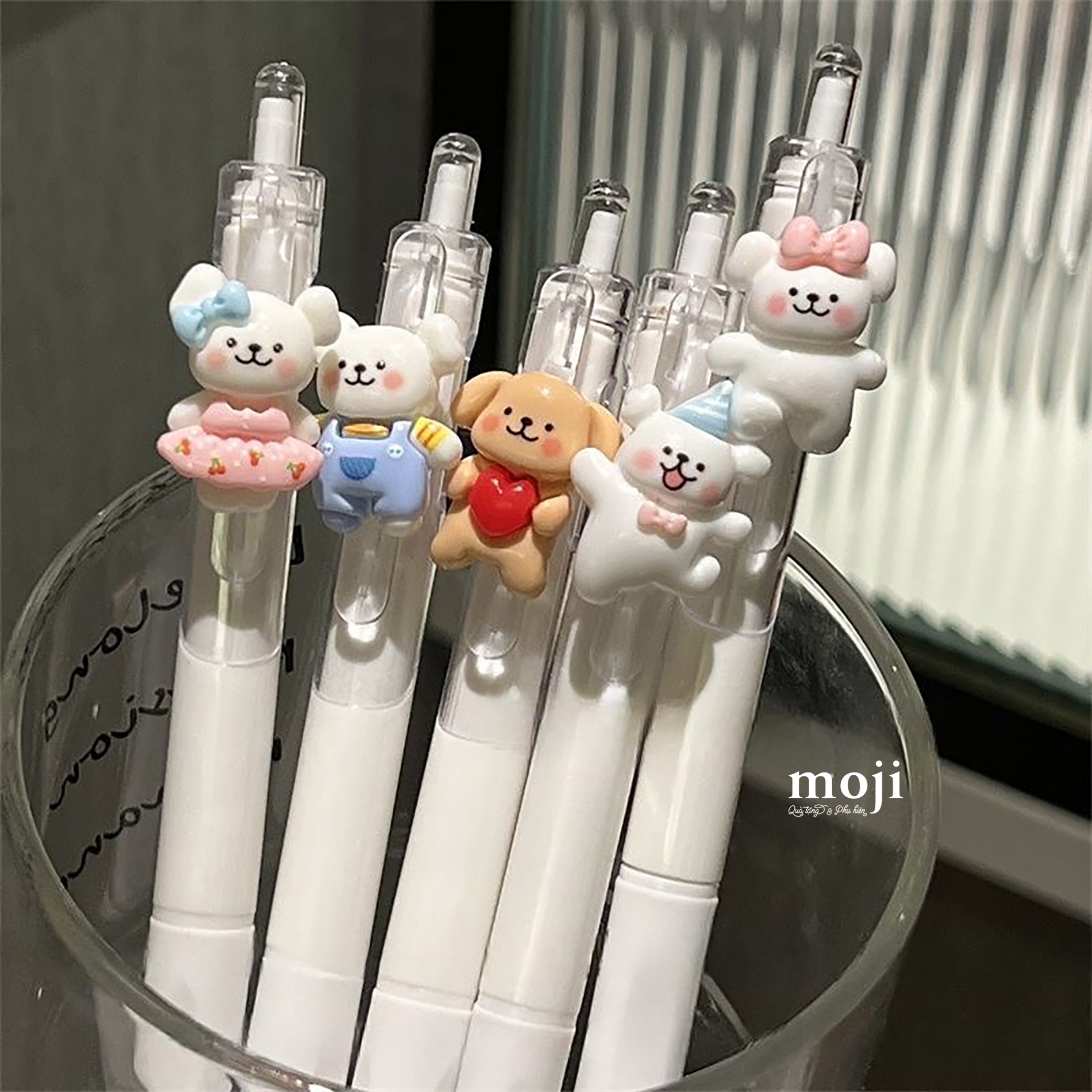 Bút viết mực đen Cute dog happy má hồng