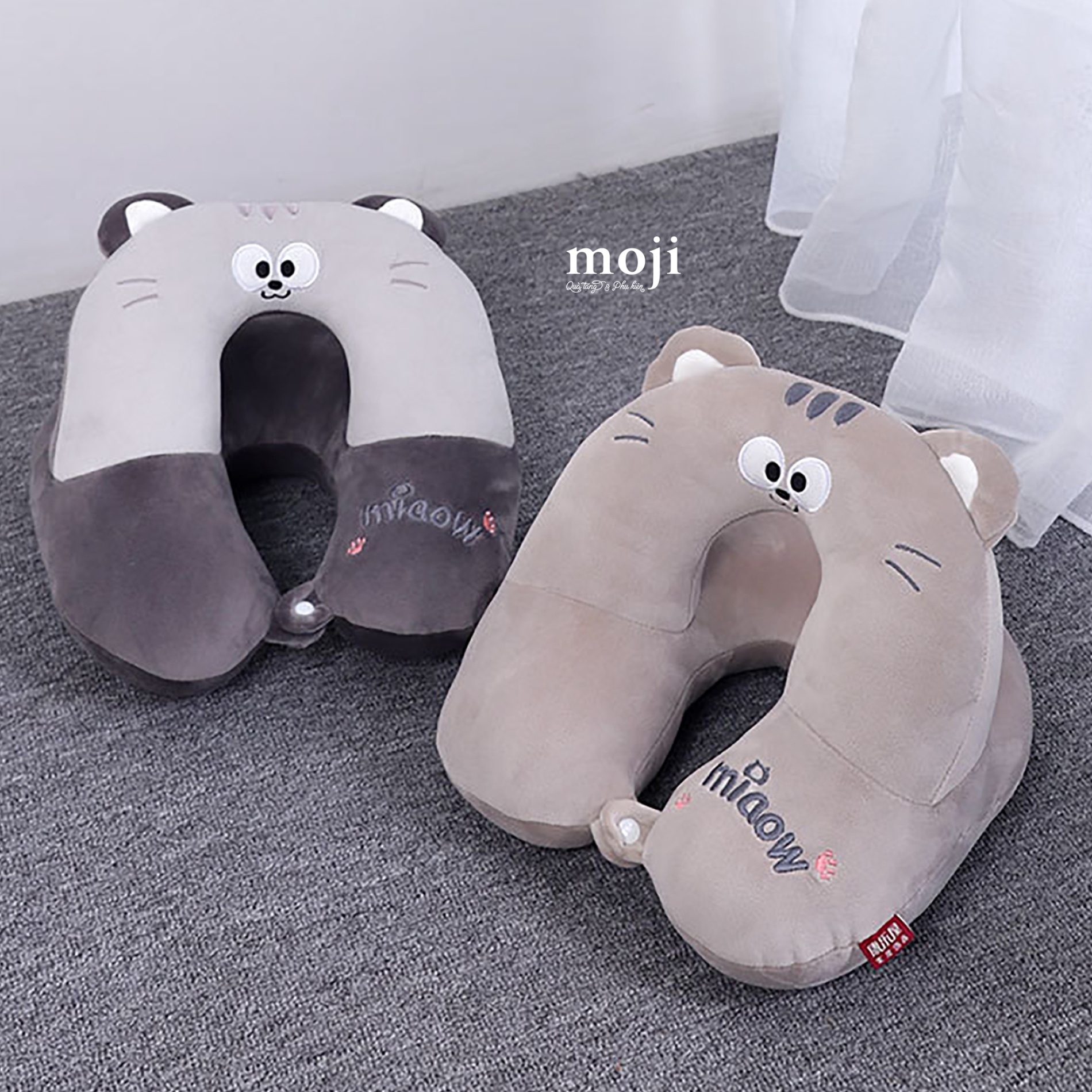 Gấu bông chữ U đệm cao Cute cat face có tai miaow