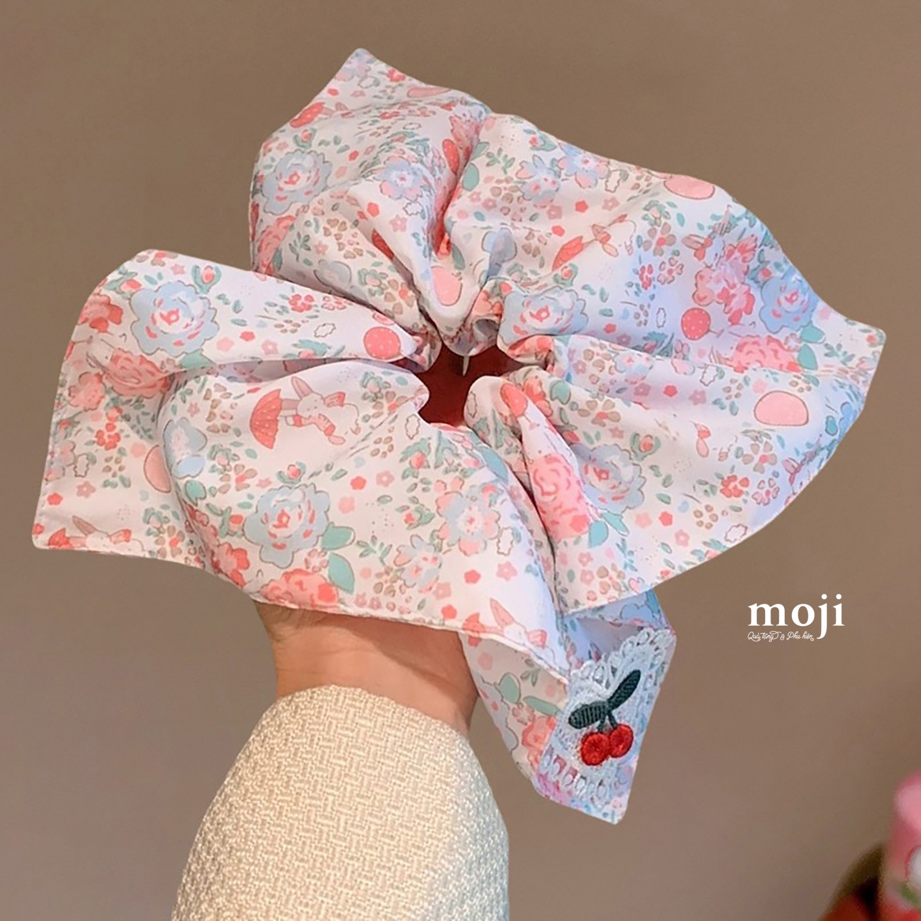 Buộc tóc scrunchies Rabbit cây nấm hoa fruit cherry nhỏ