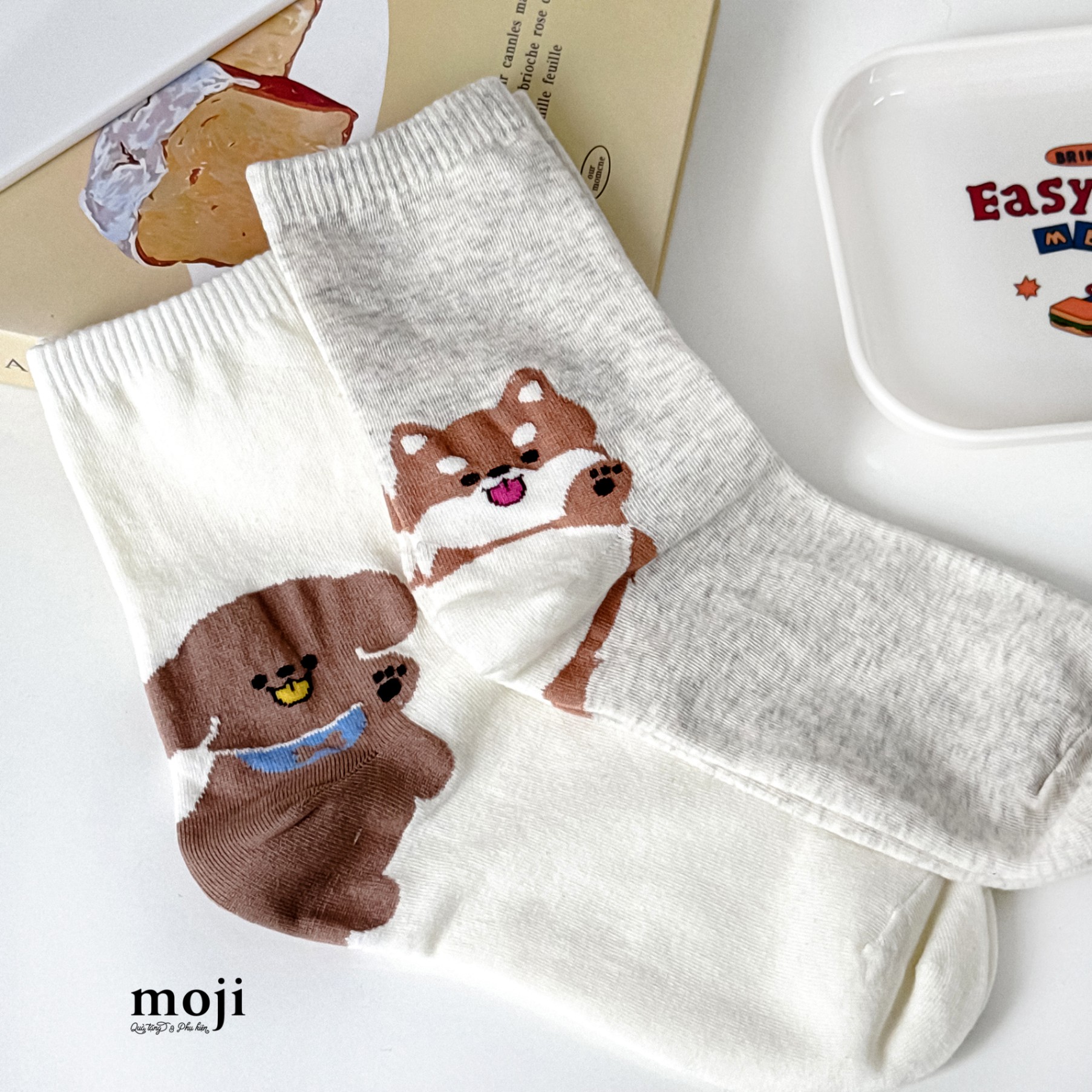 Tất vớ cổ cao Cute animal say hi ở gót chân