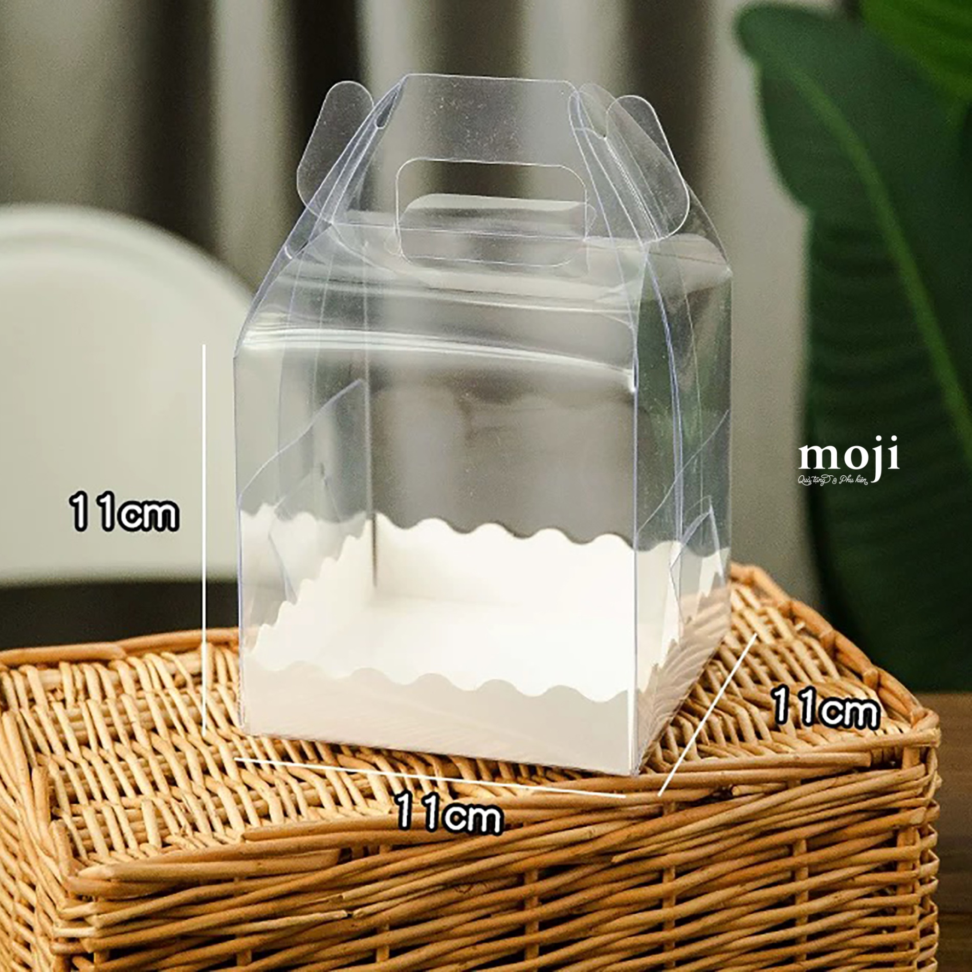Hộp quà nhựa gấp Basic trong suốt đế vuông lượn sóng 11x11x11
