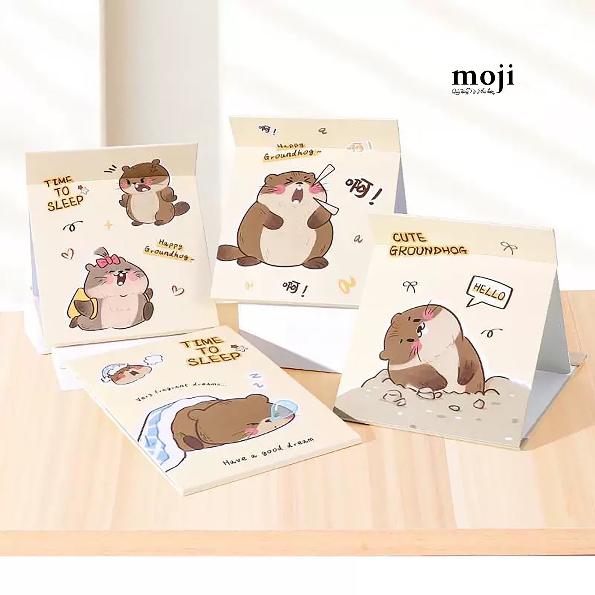 Gương gập để bàn Happy groundhog chú sóc má hồng 15x21