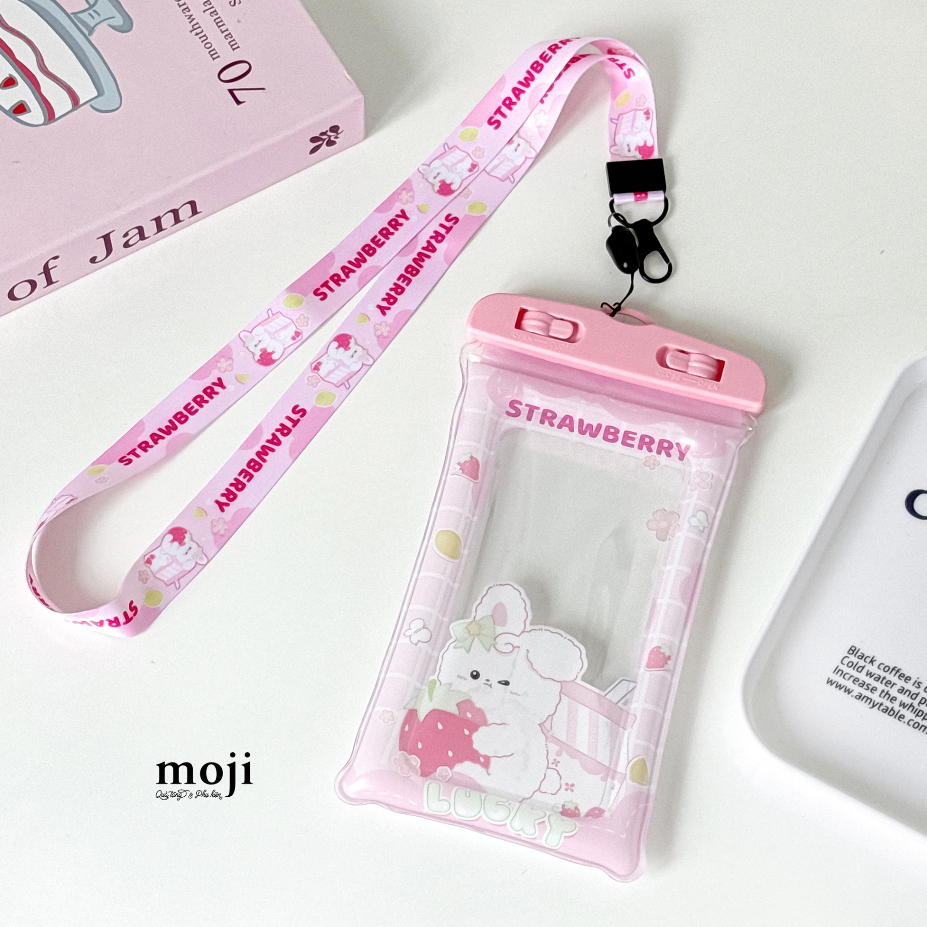 Túi chống nước điện thoại viền phao Rabbit fruit strawberry lucky