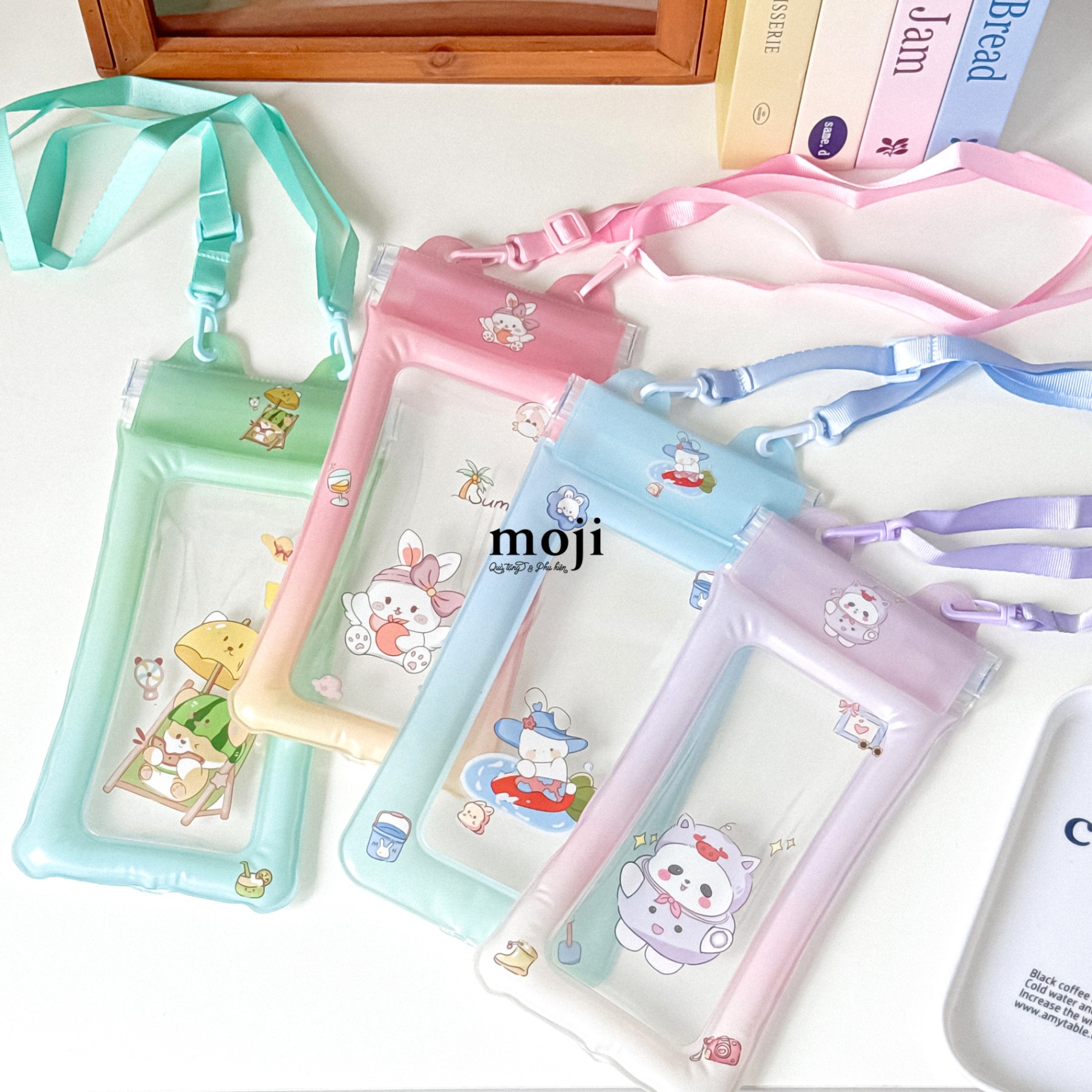 Túi chống nước điện thoại viền phao Cute animal summer viền màu gradient color