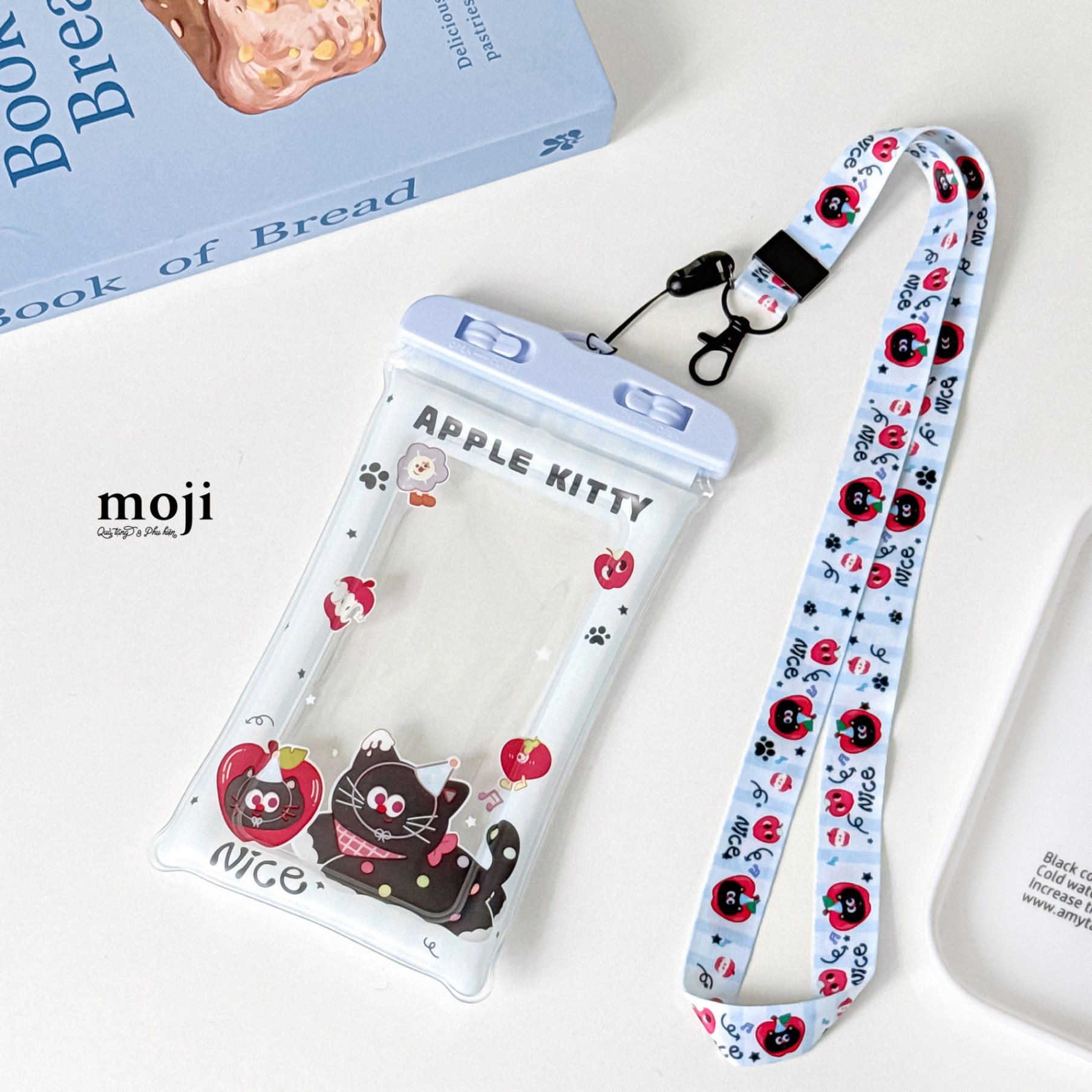 Túi chống nước điện thoại viền phao Black cat fruit apple kitty