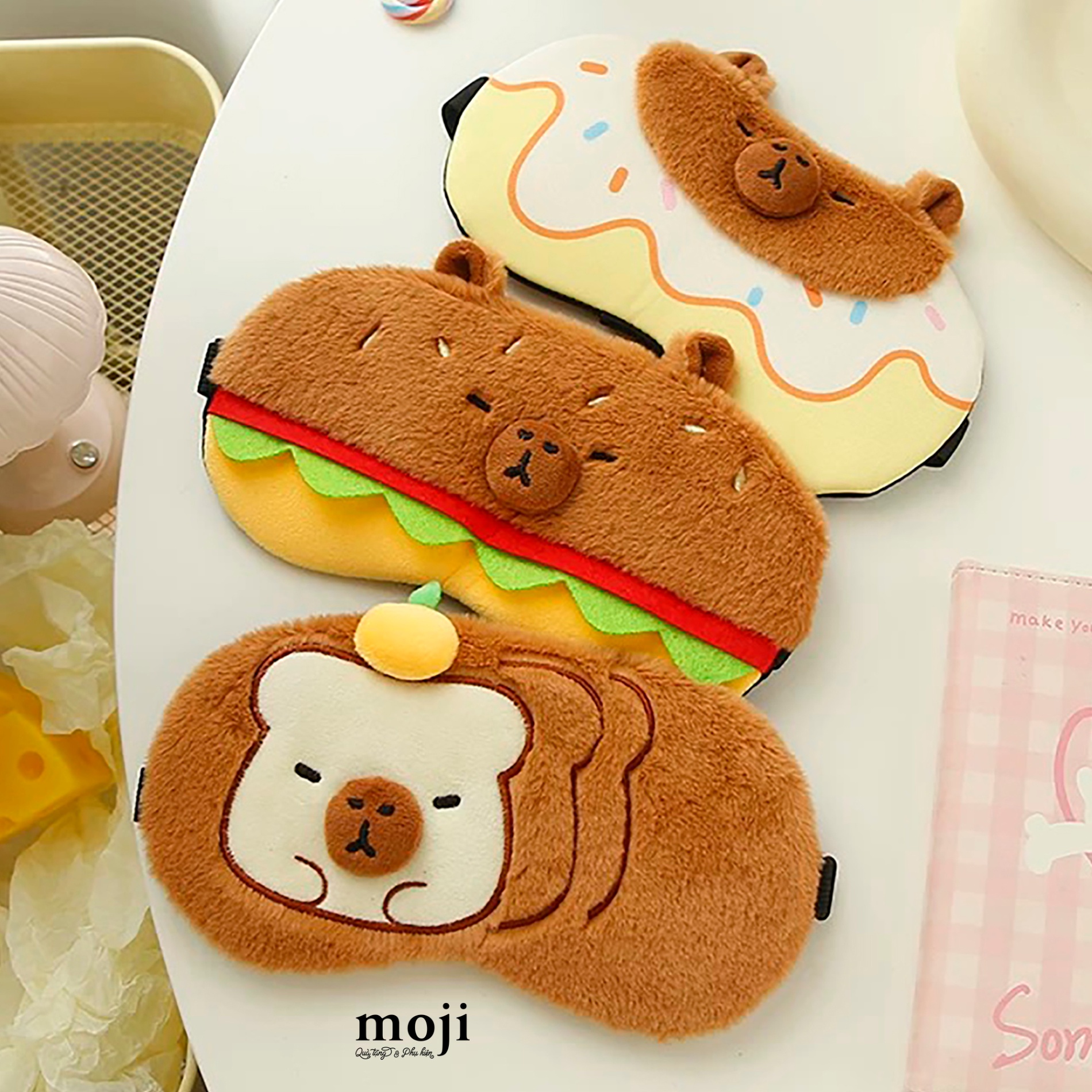 Kính ngủ có gel MJ Capybara cosplay food có chi tiết nổi