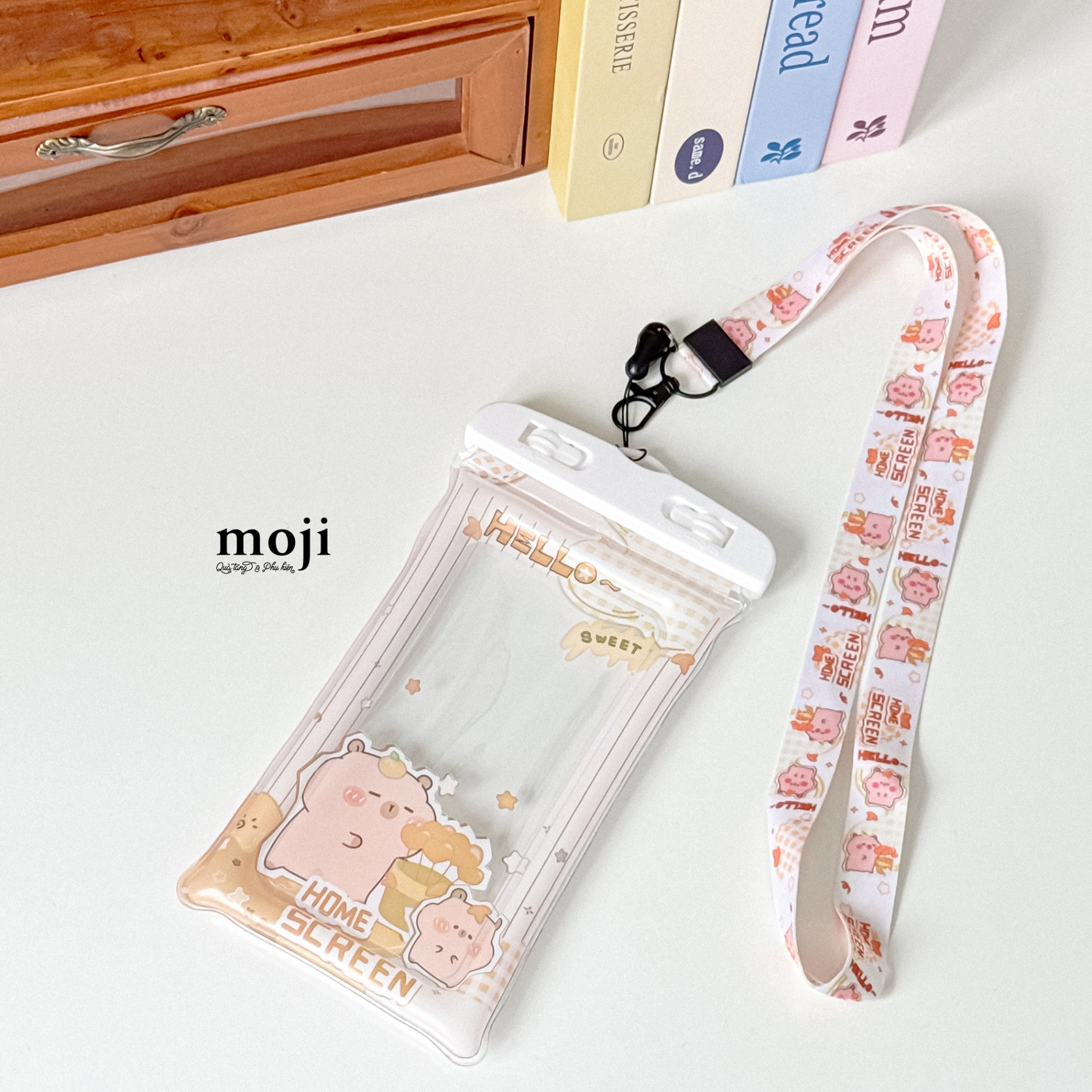 Túi chống nước điện thoại viền phao Capybara hello home screen