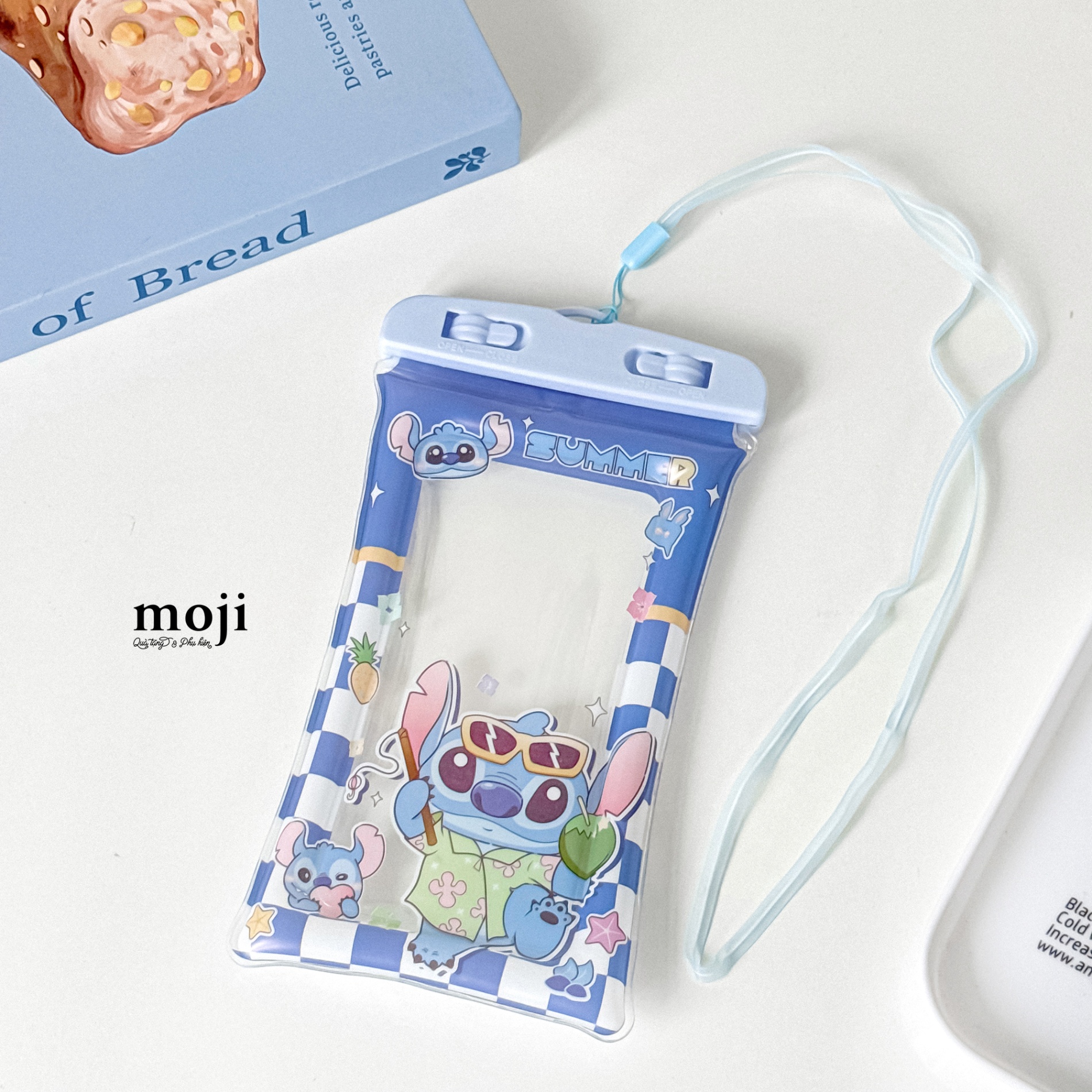 Túi chống nước điện thoại viền phao Stitch summer caro
