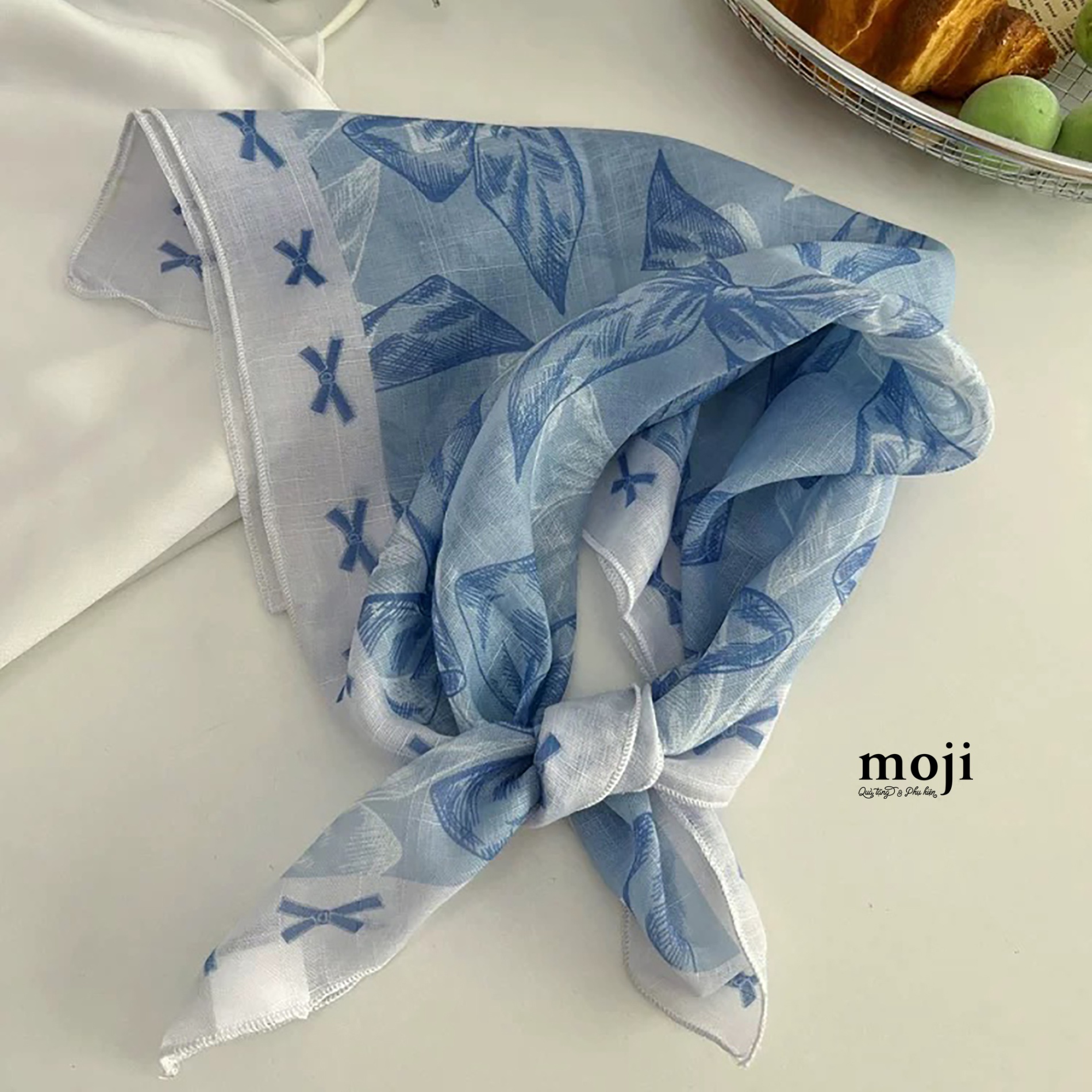 Khăn bandana sợi Big bow nơ ruy băng 55x55