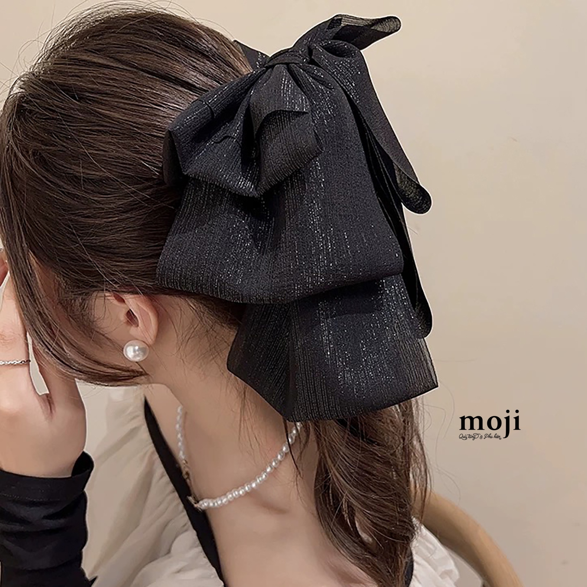 Kẹp tóc càng cua Big bow nơ nhiều tầng lấp lánh