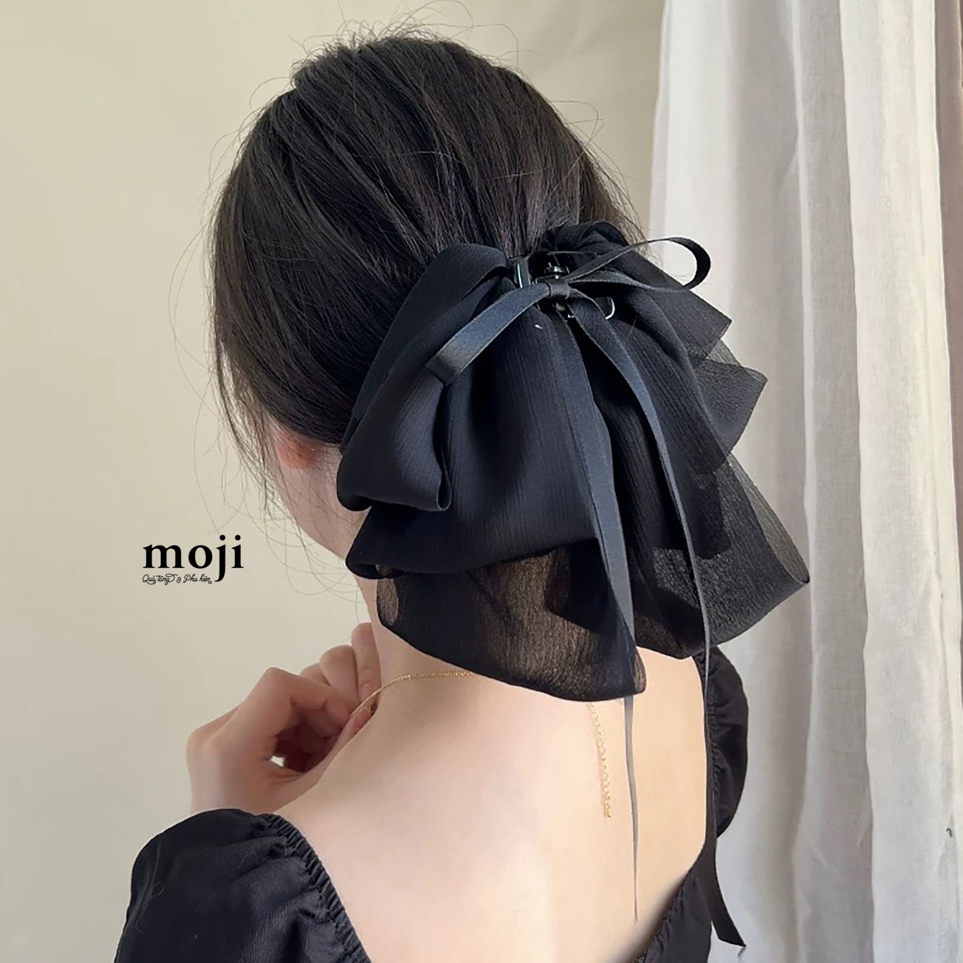 Kẹp tóc càng cua Big bow nơ phối ruy băng nhiều tầng