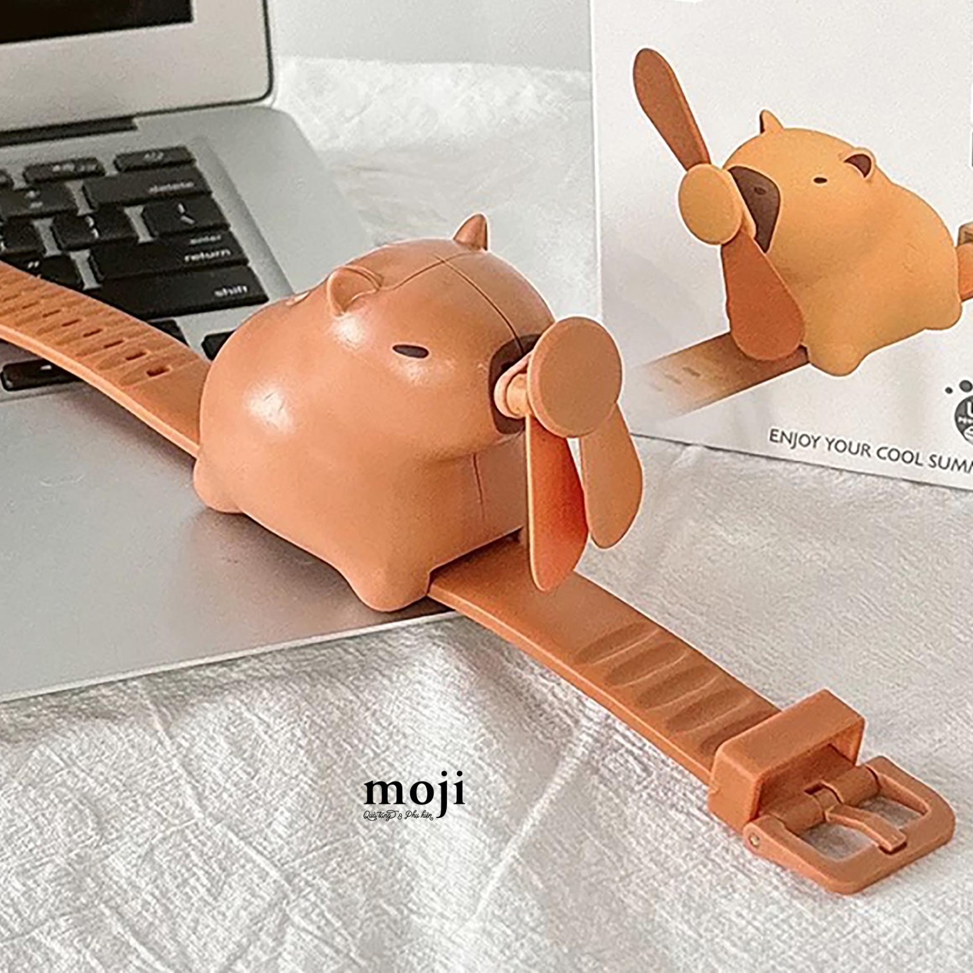 Quạt USB đeo tay sạc tích điện Capybara basic có tai