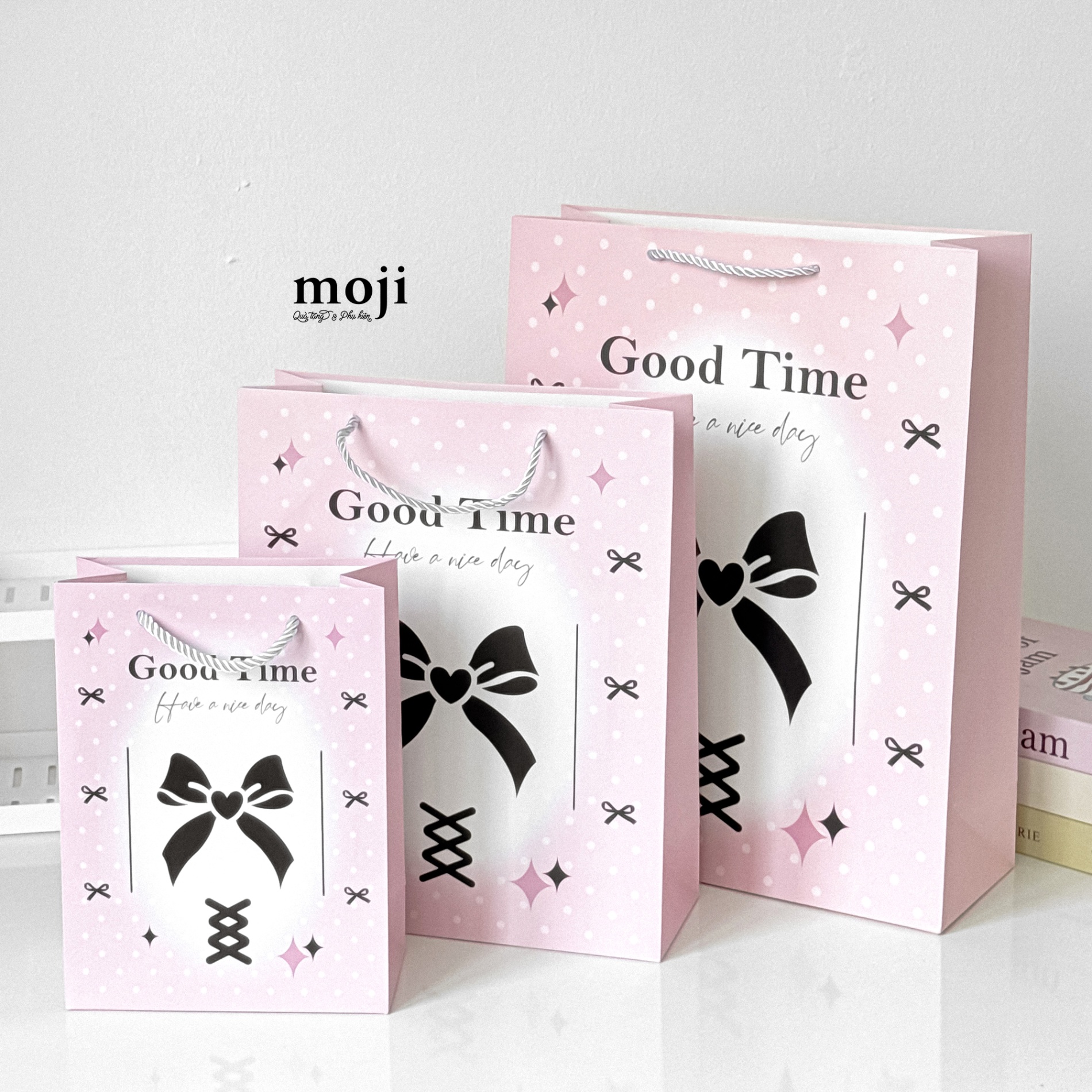 Bao túi quà Heart star bow nơ have a nice day good time 12x31x40