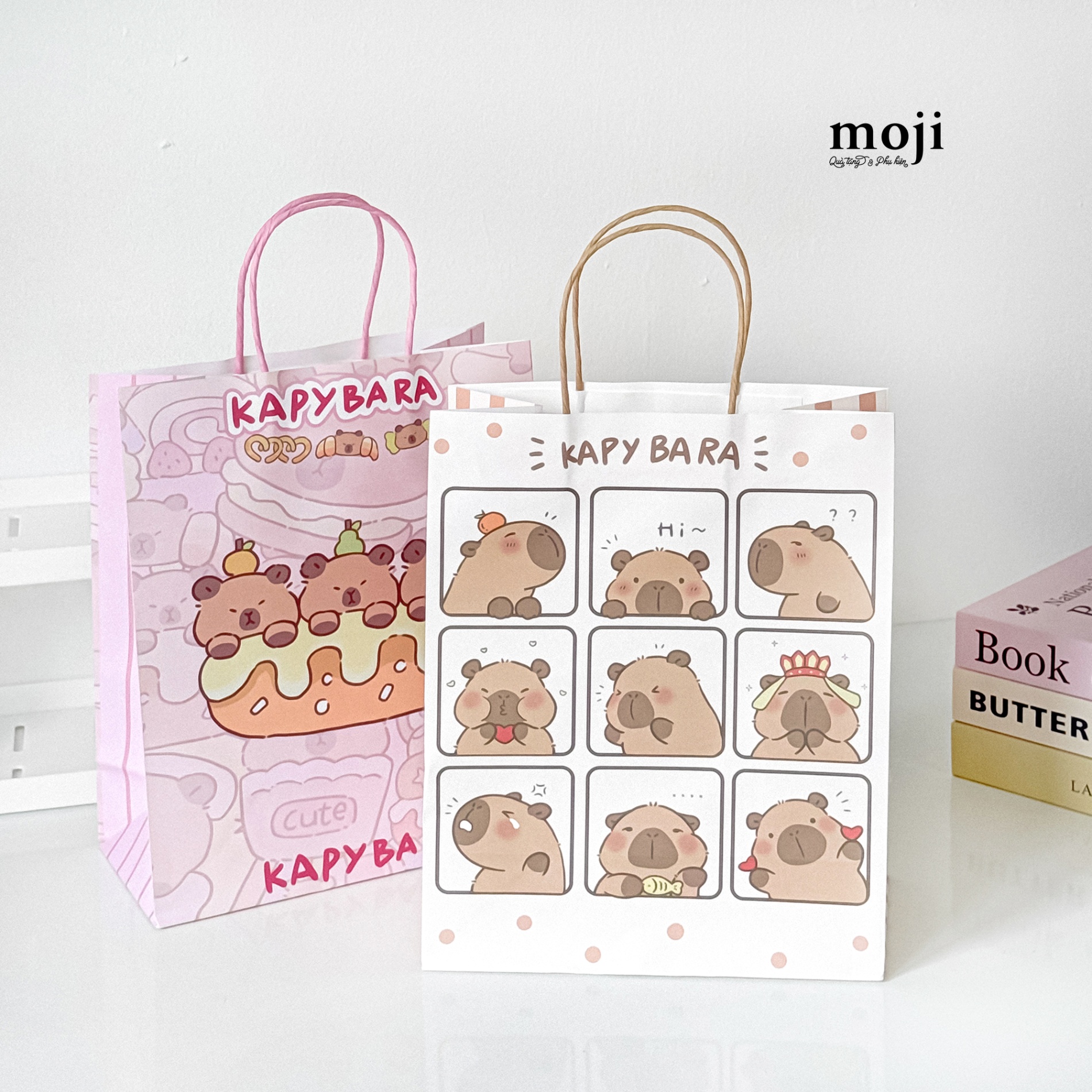 Bao túi quà Capybara Kapybara cake ô vuông biểu cảm 11x21x27