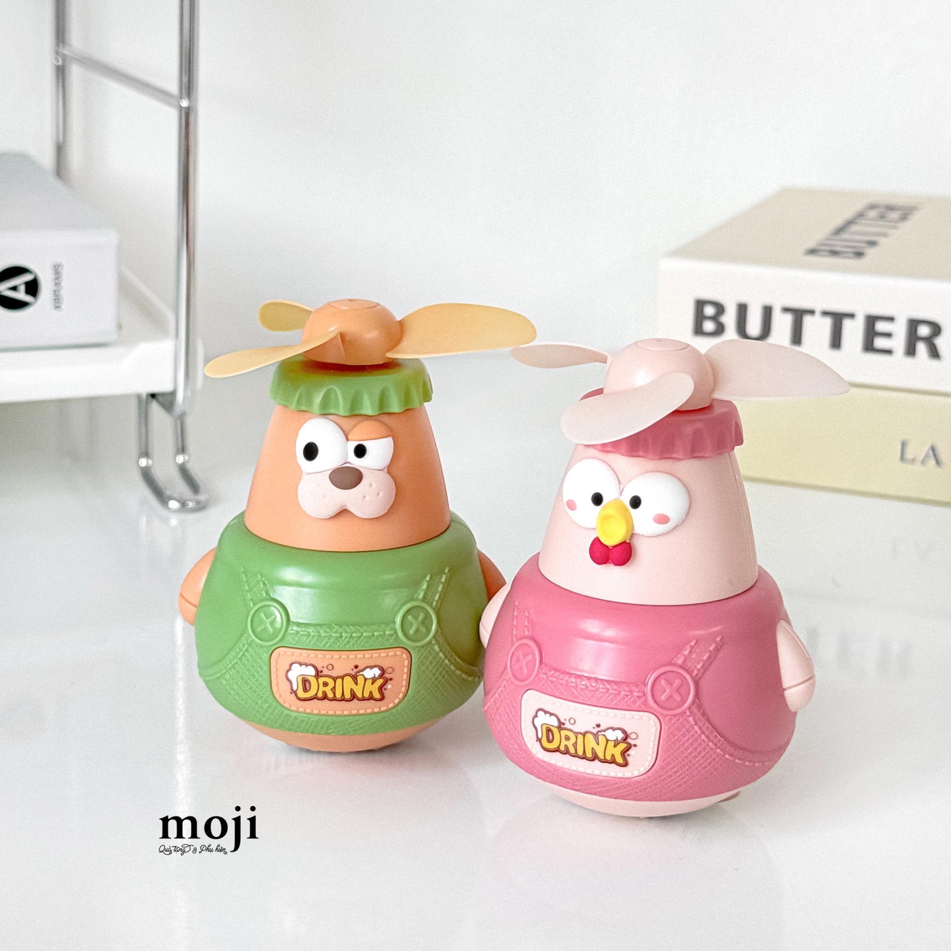Quạt USB mini sạc tích điện Cute animal drink biểu cảm dáng lật đật