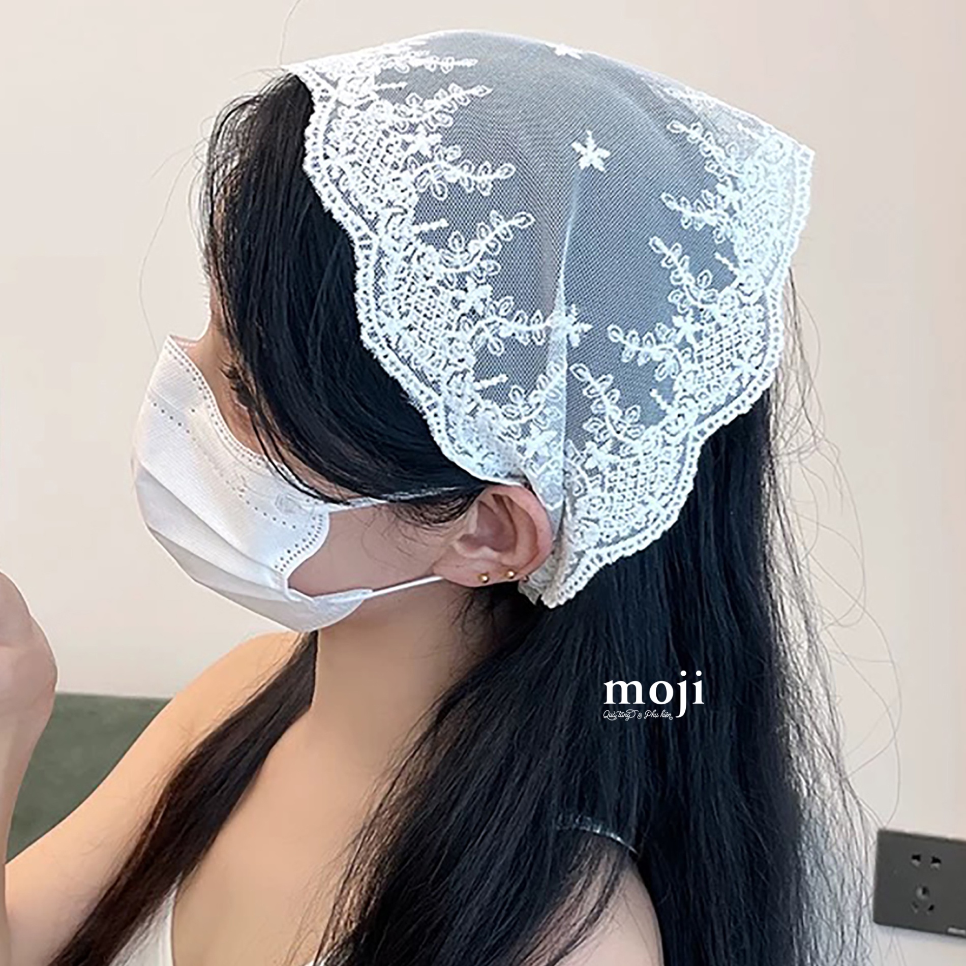 Khăn bandana ren Basic leaf 17x48