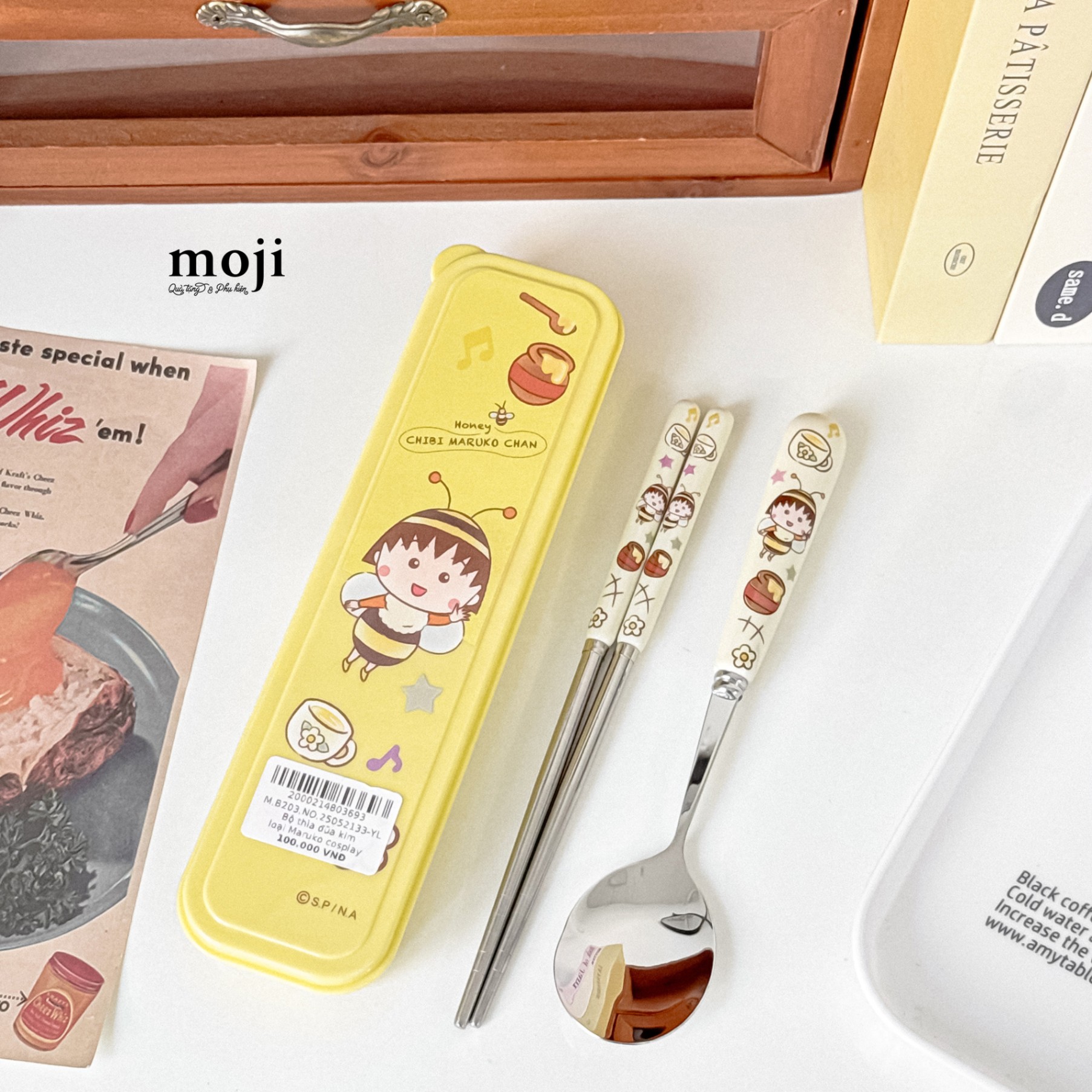 Bộ thìa đũa kim loại Maruko cosplay bee chú ong honey