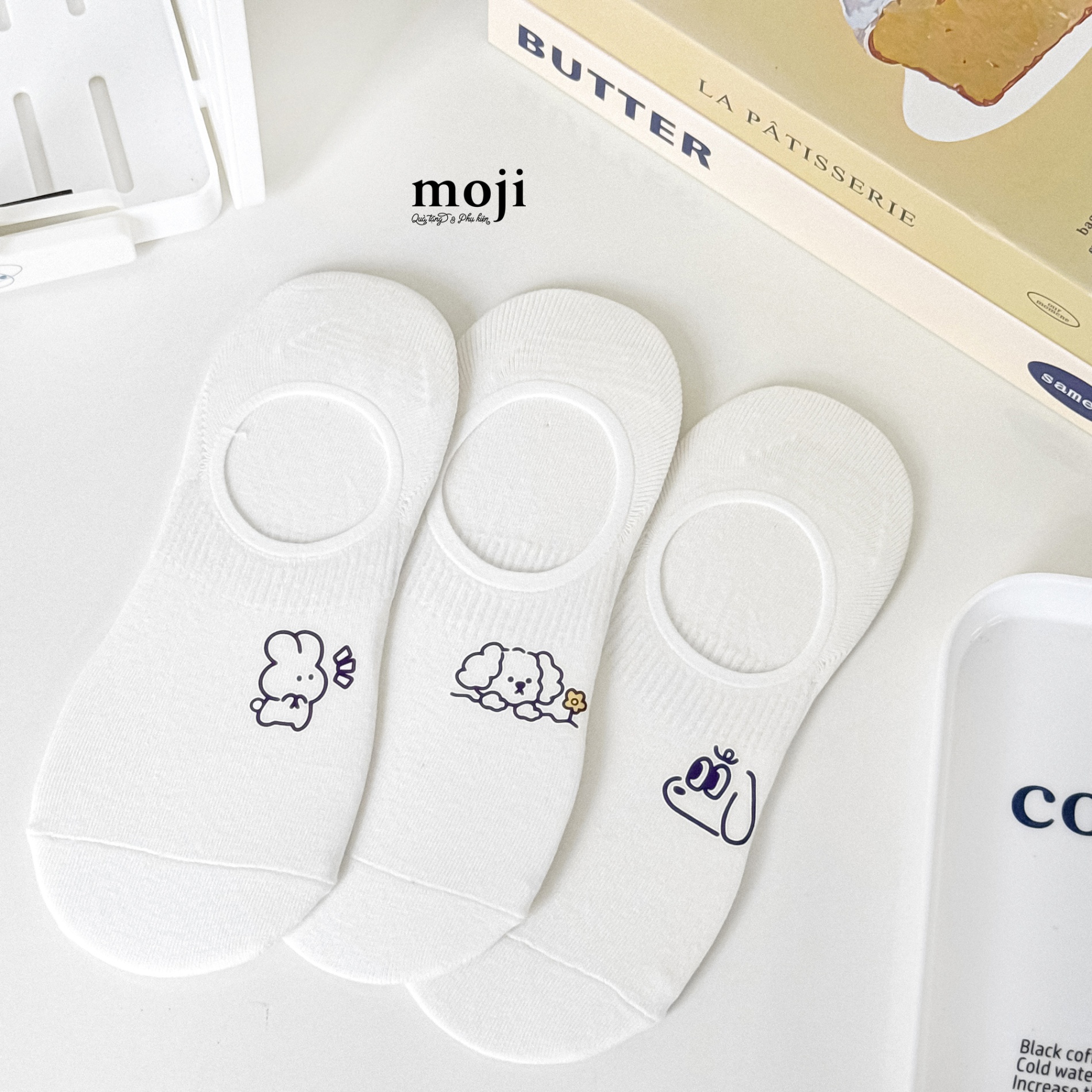 Tất vớ lười Little animal có viền nền màu