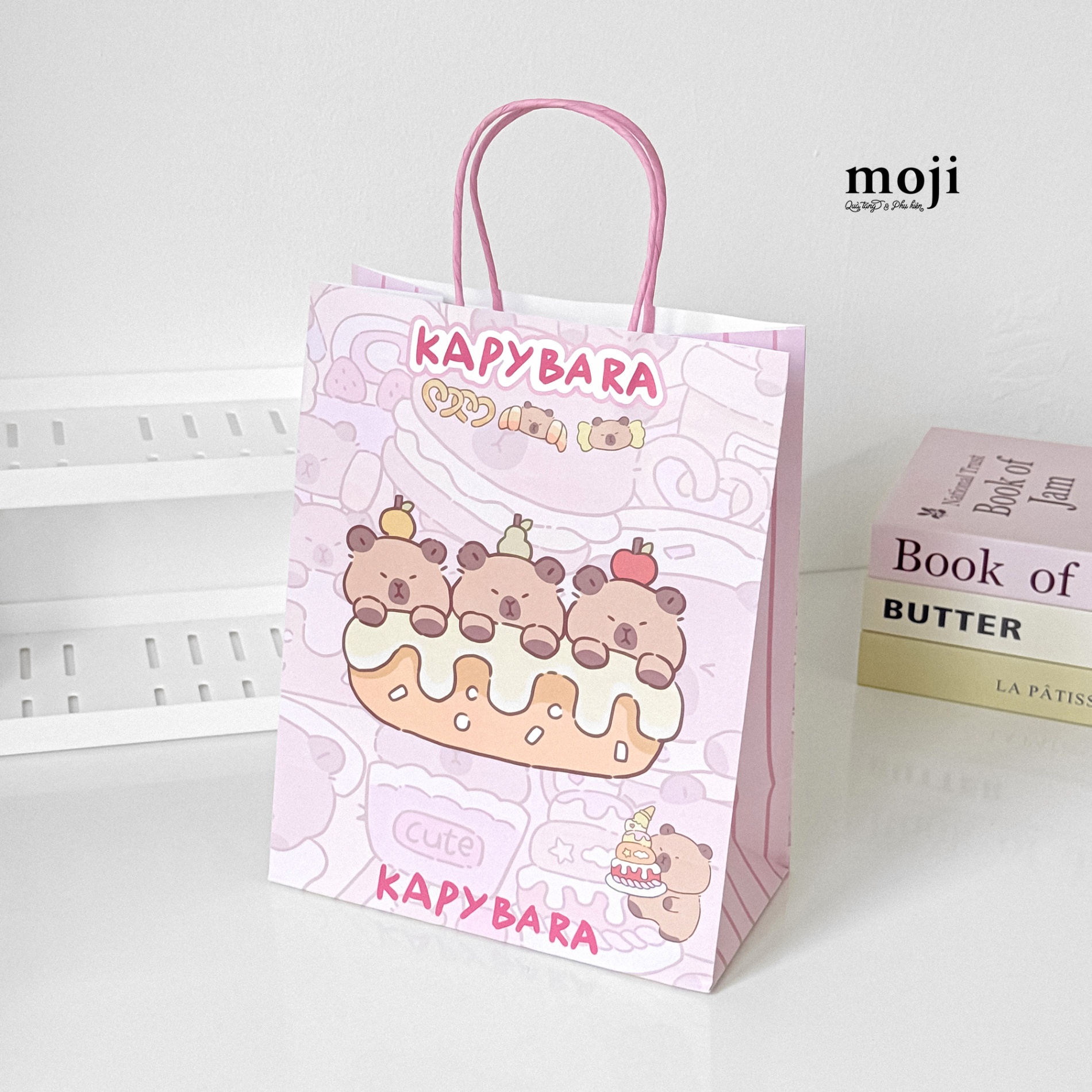 Bao túi quà Capybara Kapybara cake ô vuông biểu cảm 11x21x27
