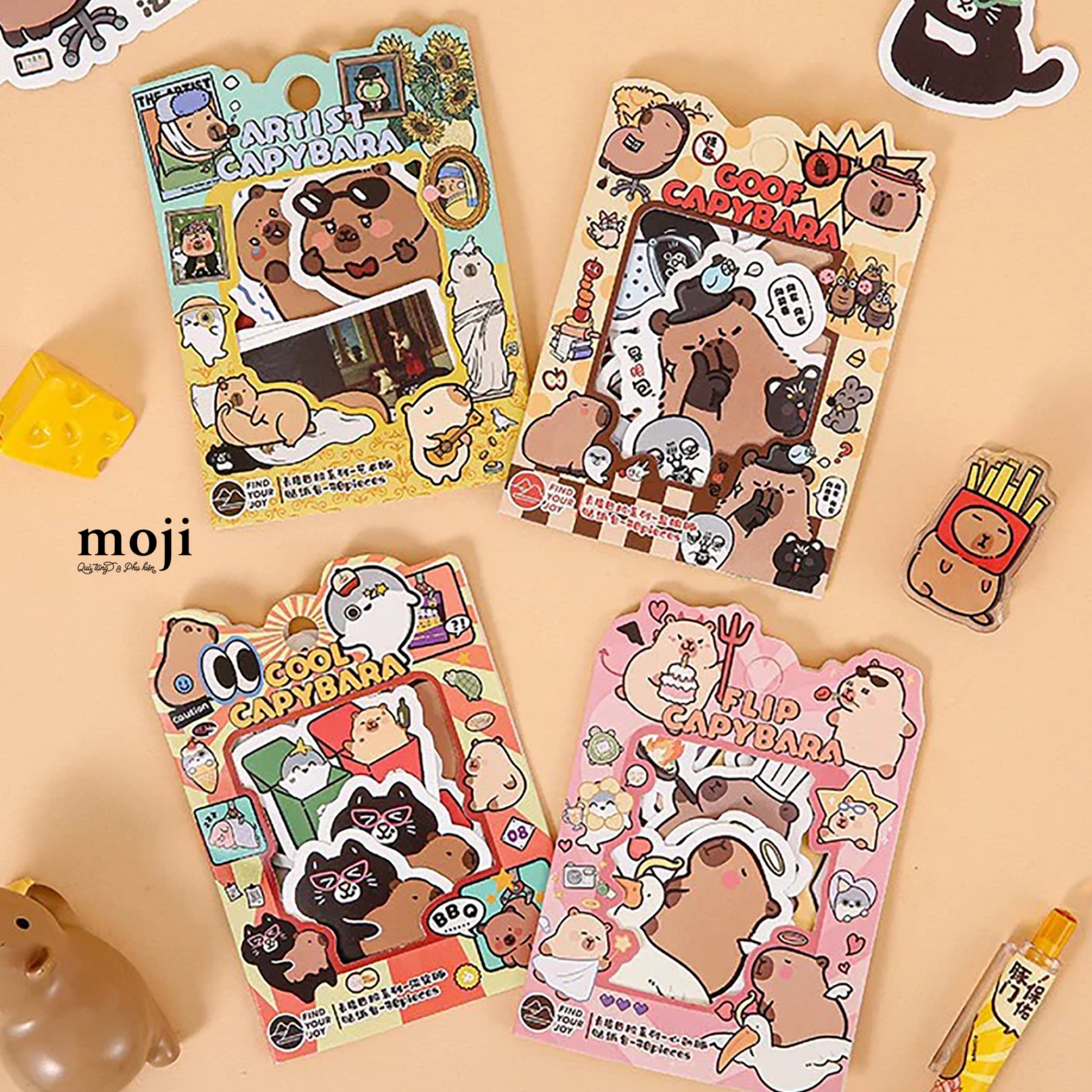 Sticker túi Capybara artist cool flip set30