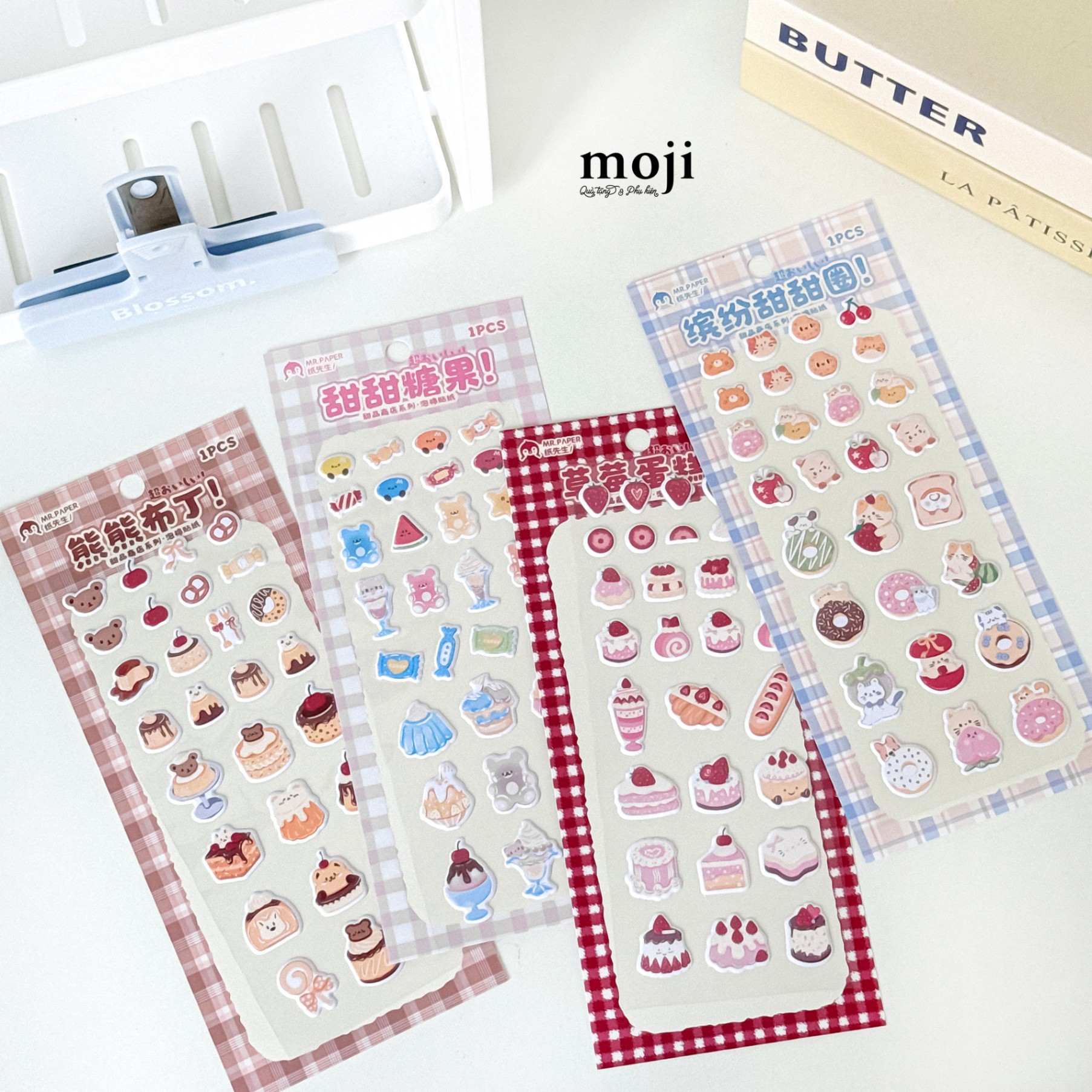 Sticker nổi Cute animal cake donut ice cream