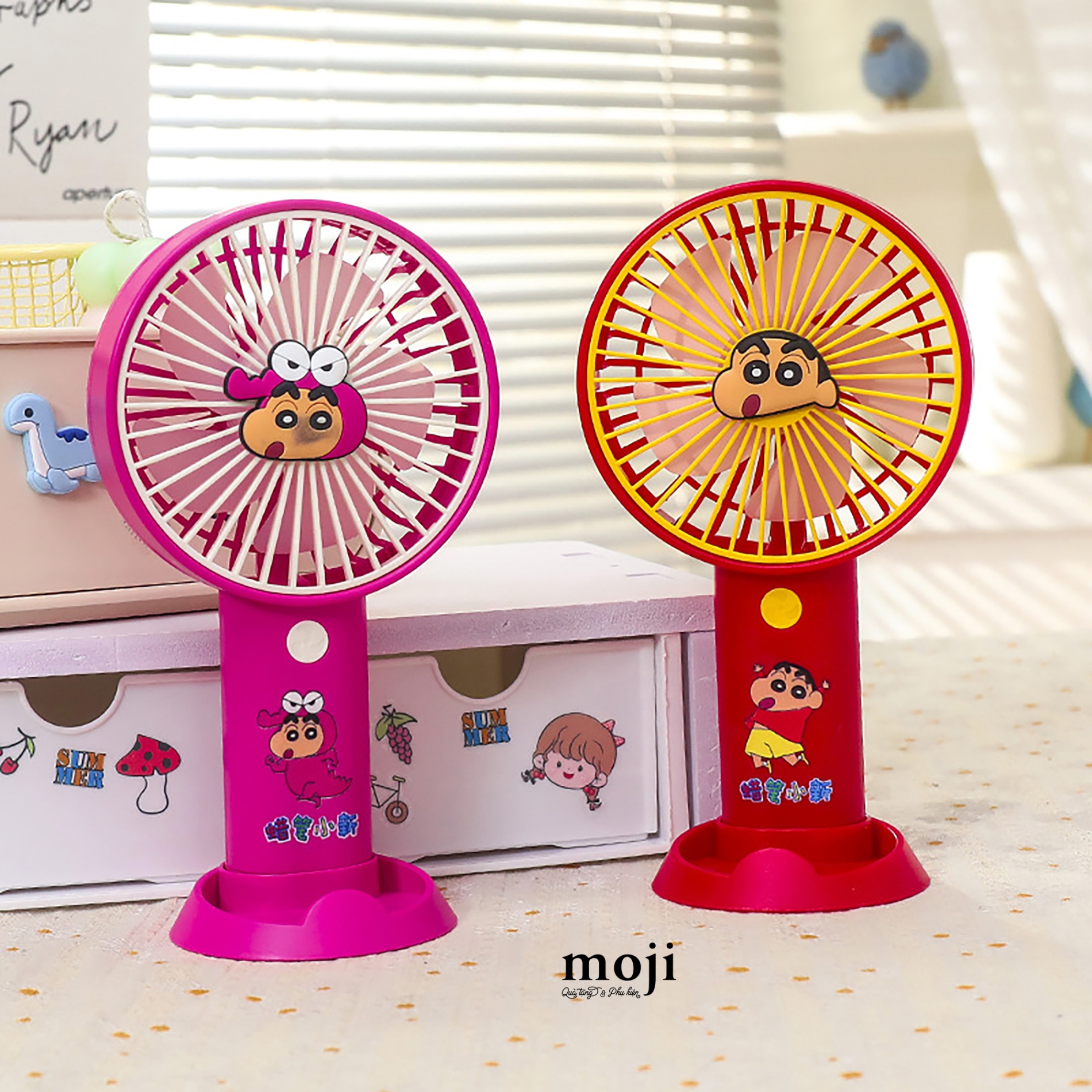 Quạt USB cầm tay sạc tích điện Shinchan face cosplay time