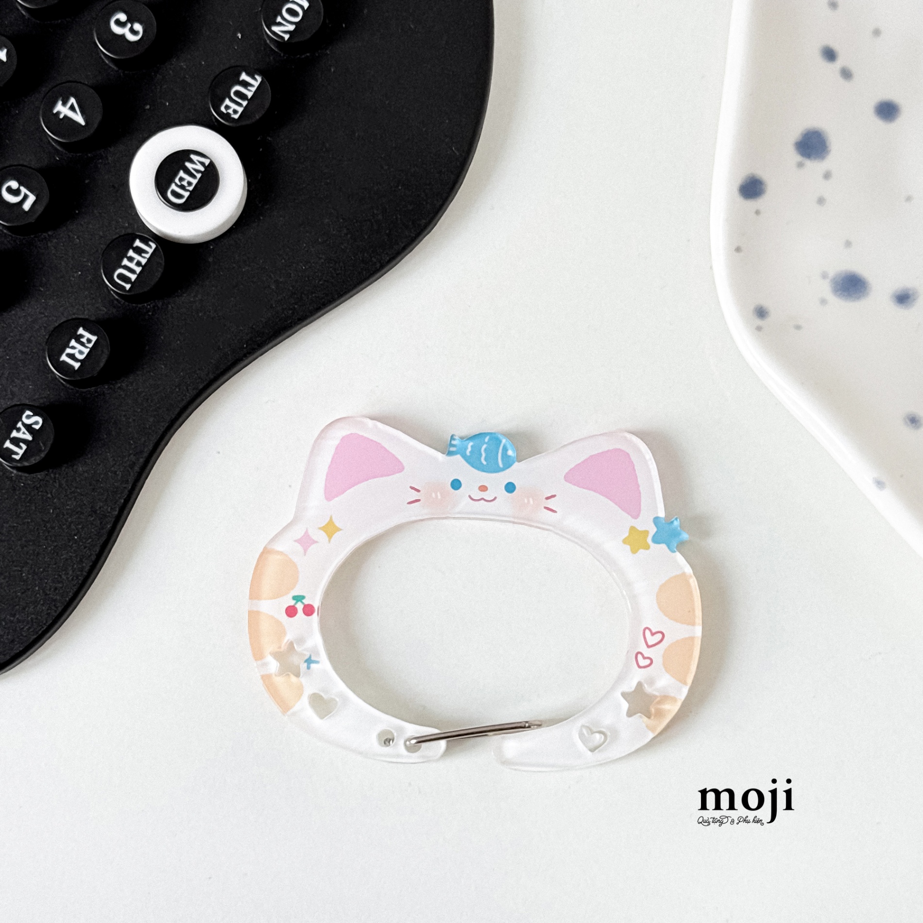Móc khóa carabiner Cute cat face cá nhỏ