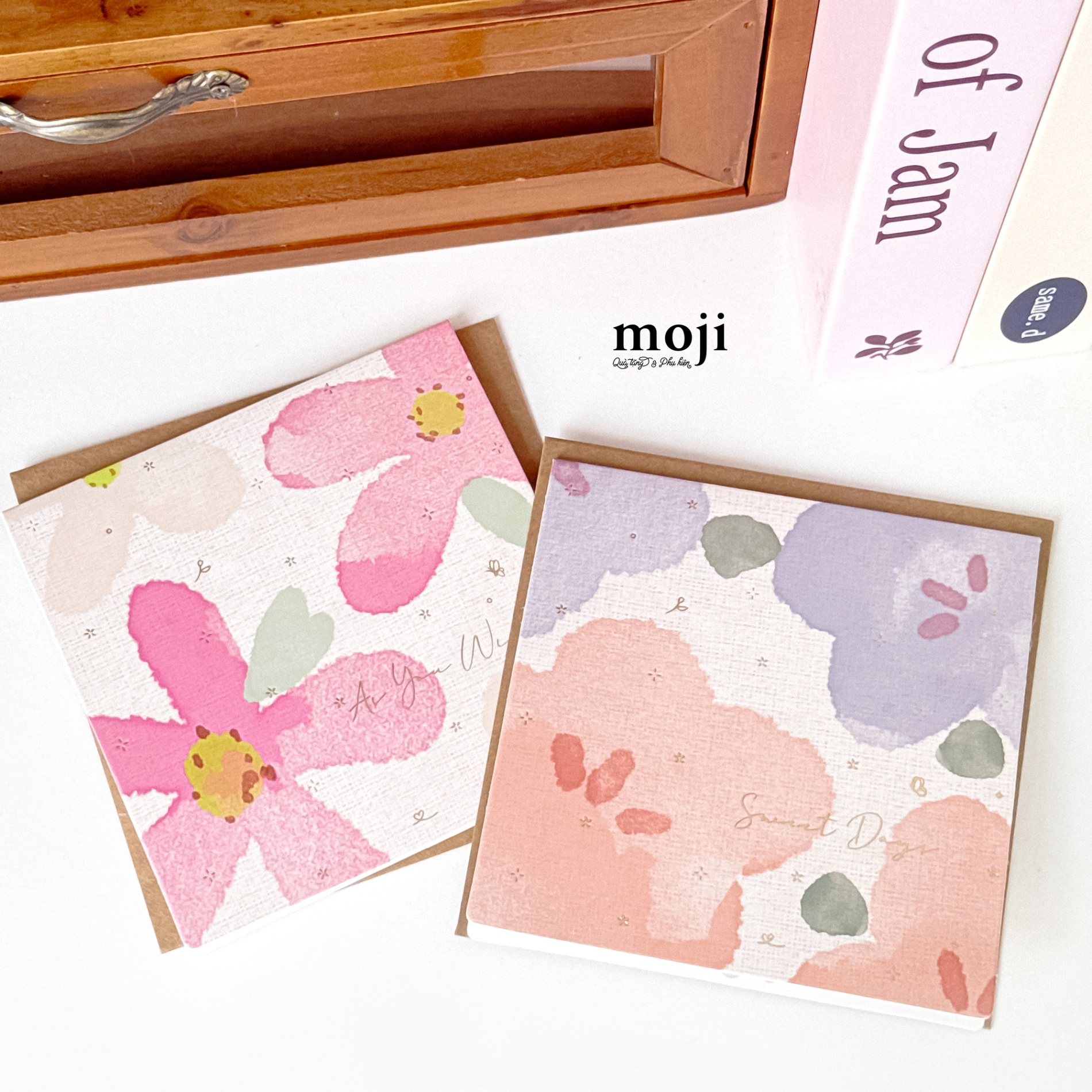 Thiệp vuông Colorful flower painting for you 11cm