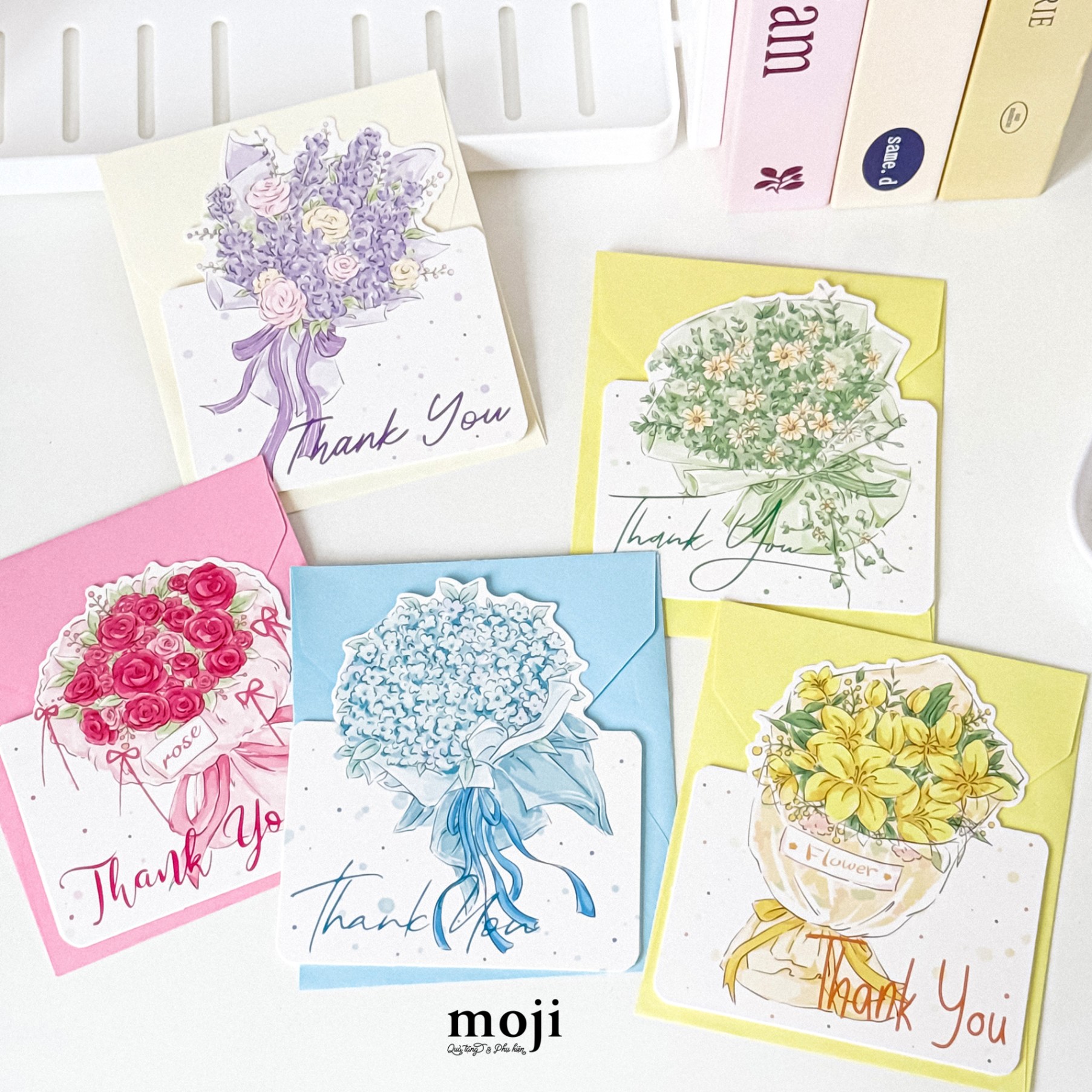 Thiệp cắt hình Bó hoa flower thank you 10x10