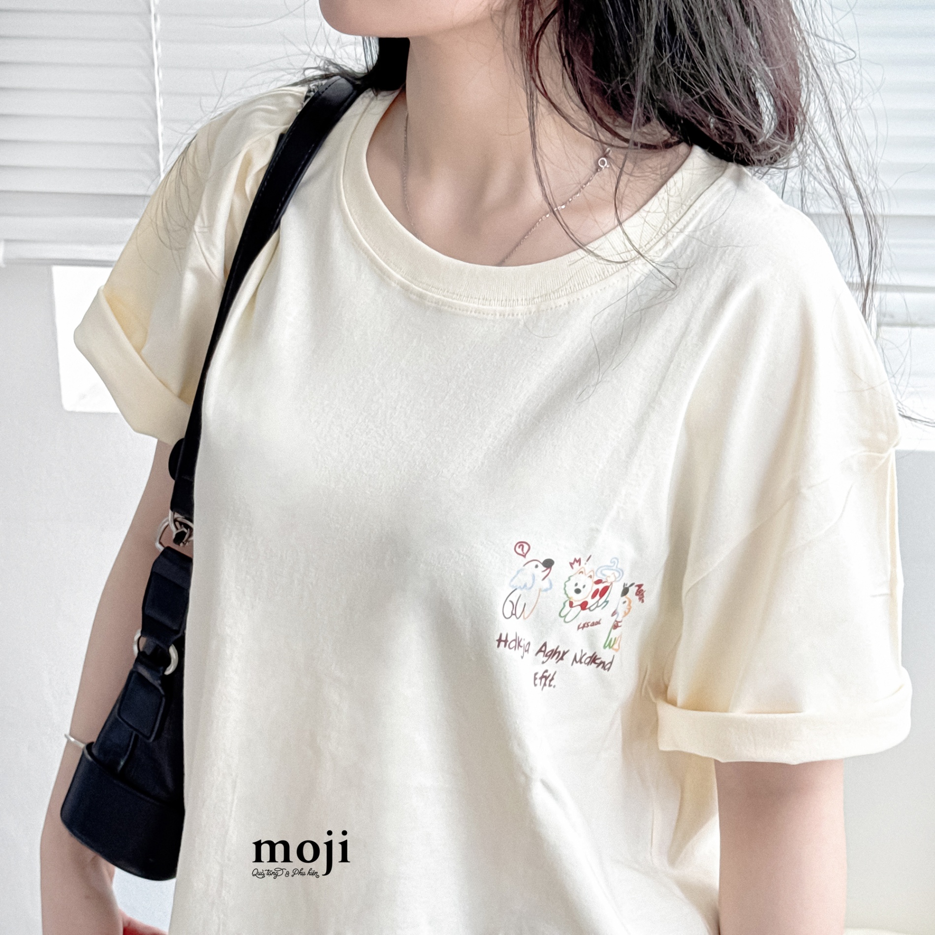Áo thun áo phông MJ Cute dog viền phối màu