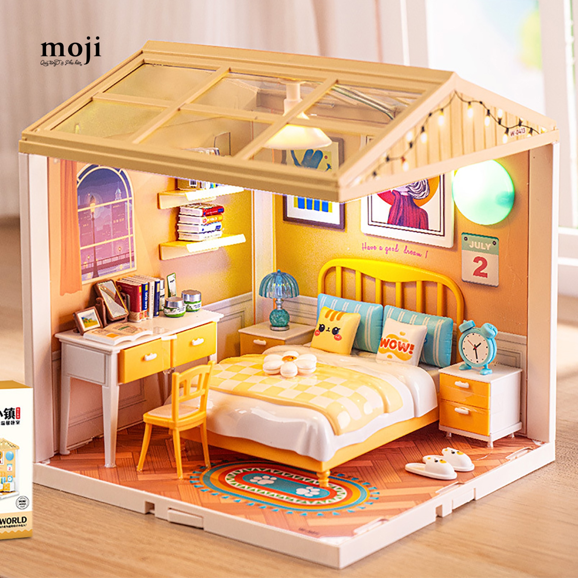 Mô hình nhà DIY dollhouse Bedroom have a good dream mini world 19x21x21