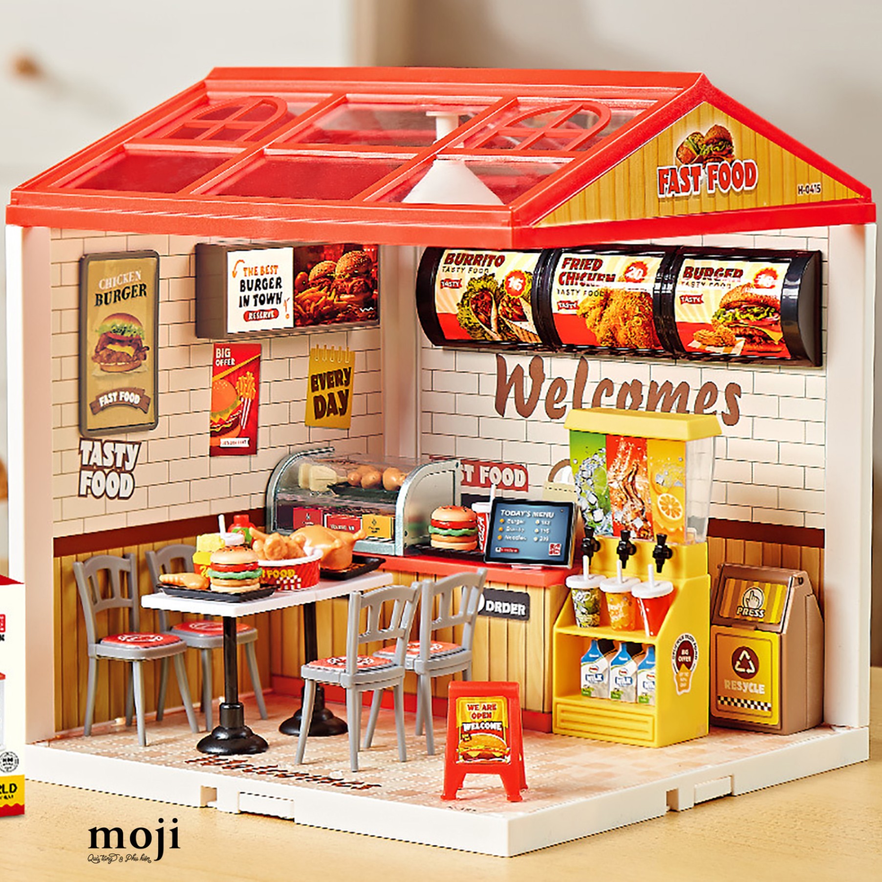 Mô hình nhà DIY dollhouse Fast food store mini world 19x21x21