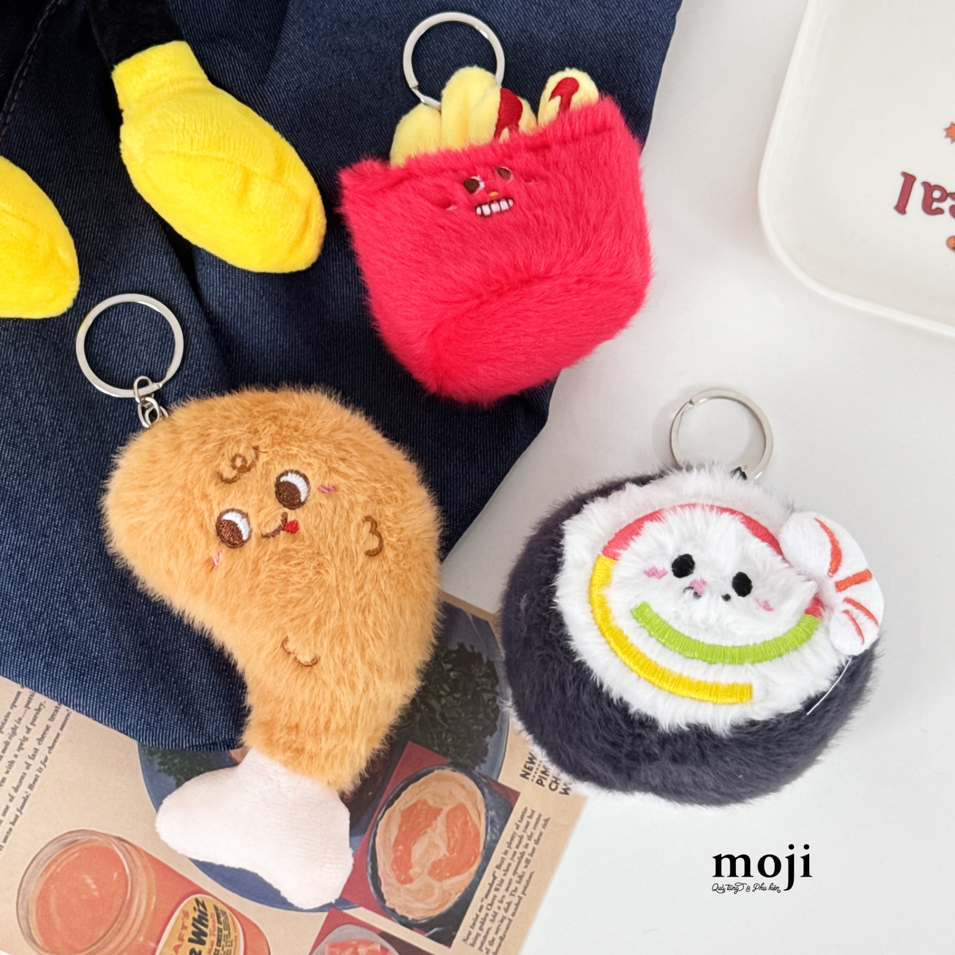 Móc khóa nhồi bông Fast food biểu cảm