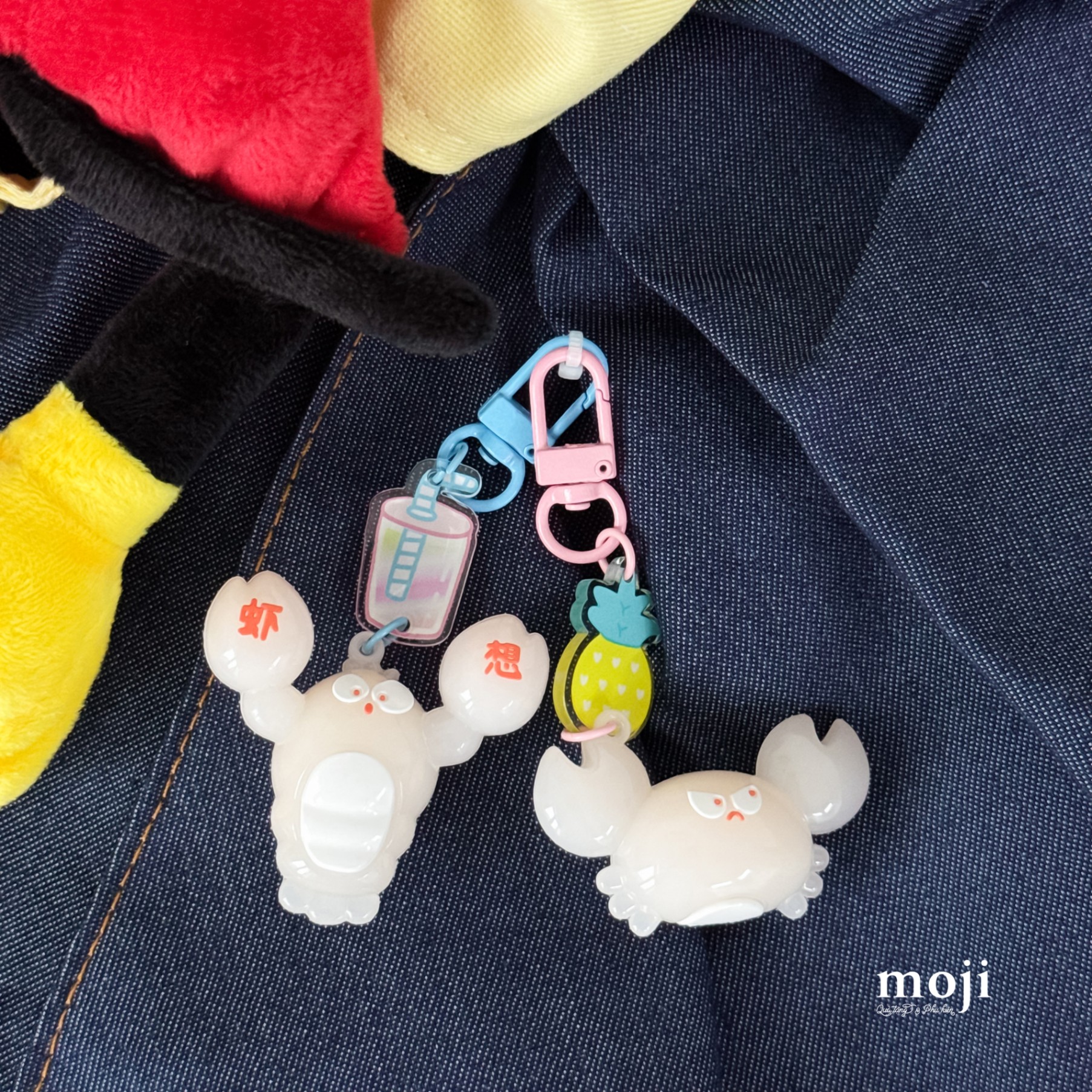 Móc khóa mini đổi màu Tôm cua biểu cảm set2