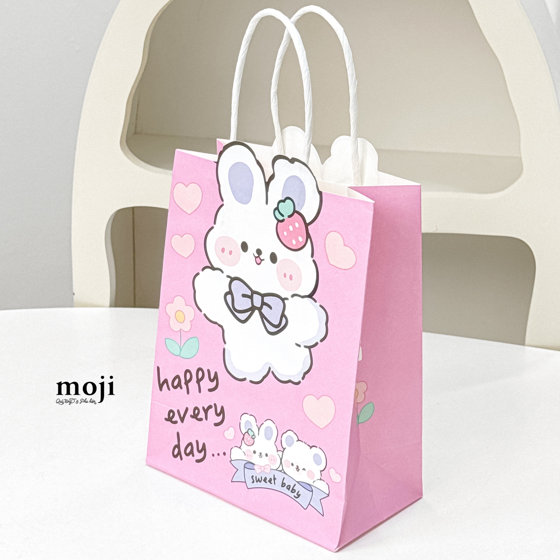Bao túi quà Cute dog rabbit lucky happy every day 10x20x22