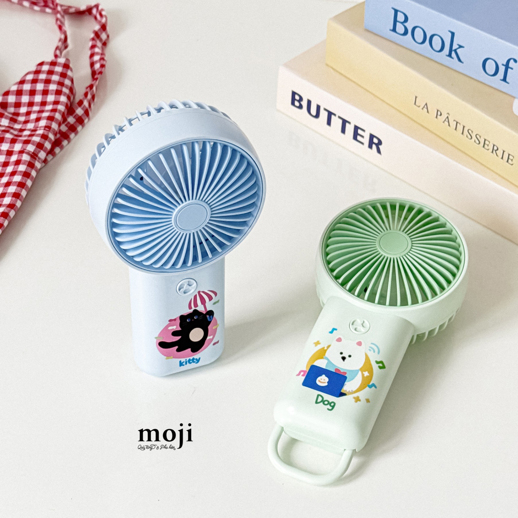 Quạt USB cầm tay sạc tích điện Cute cat kitten dog puppy catch music