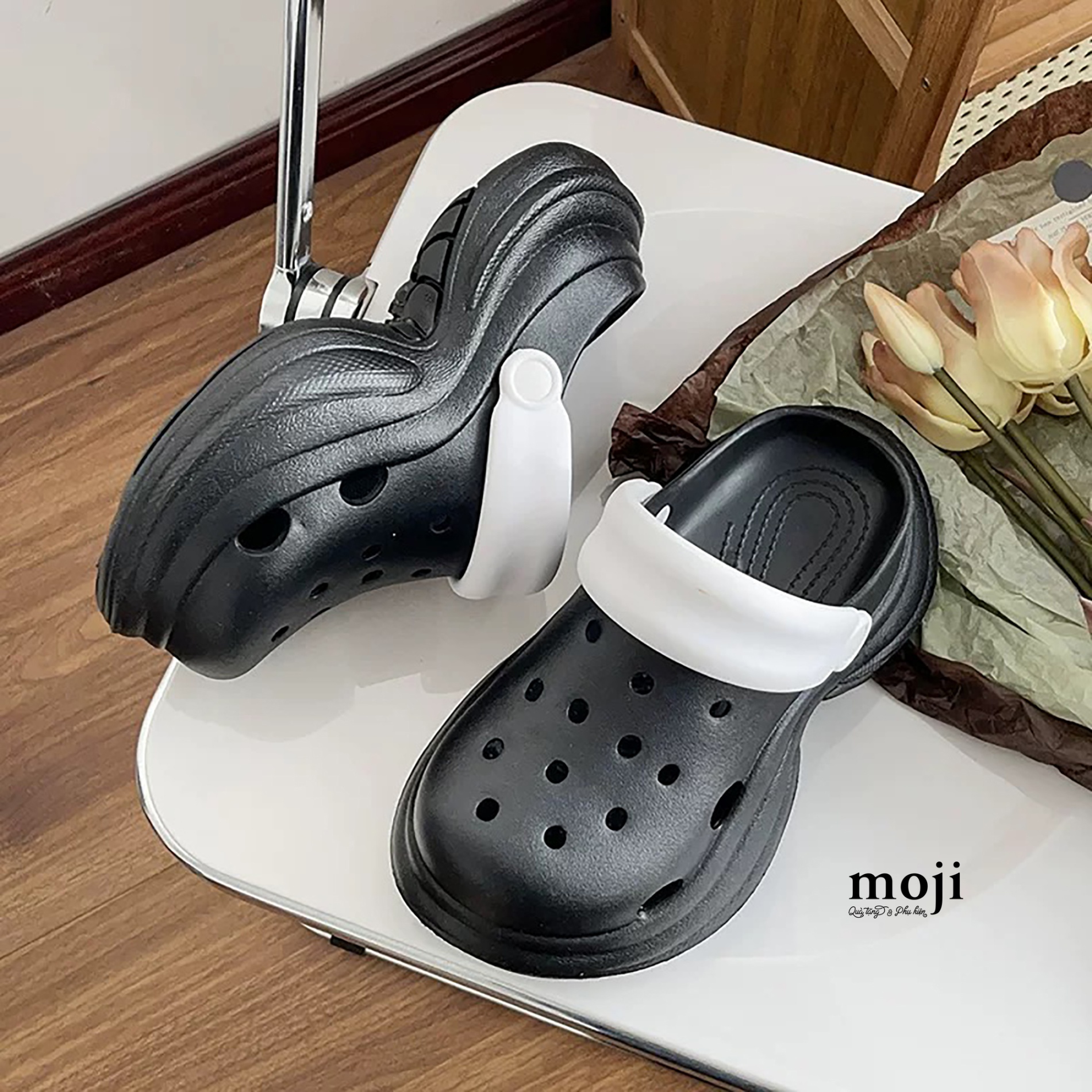 Dép crocs Basic quai đeo phối màu tặng kèm 2 jibbitz