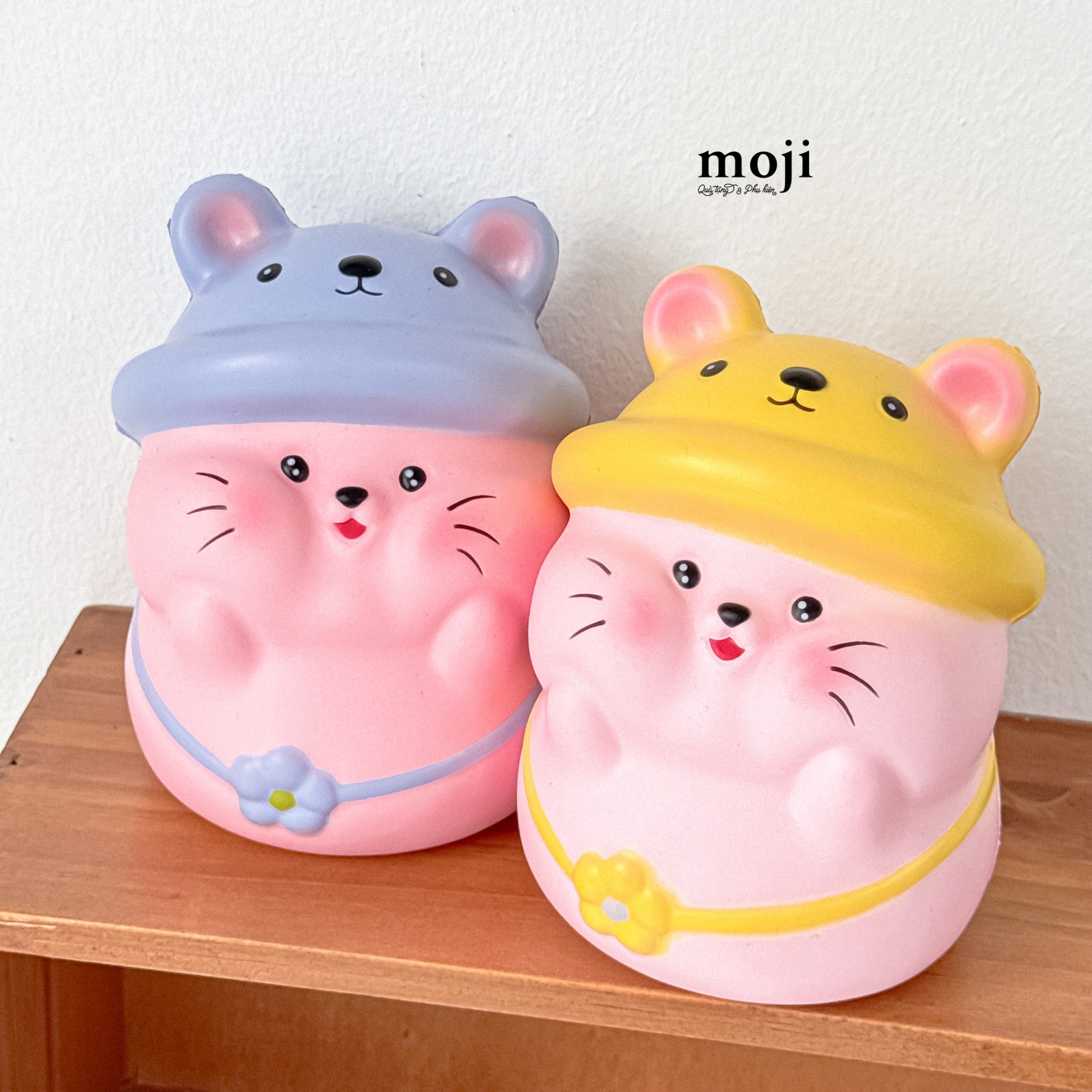 Squishy MJ Cute animal đội mũ đeo túi hoa 8x12