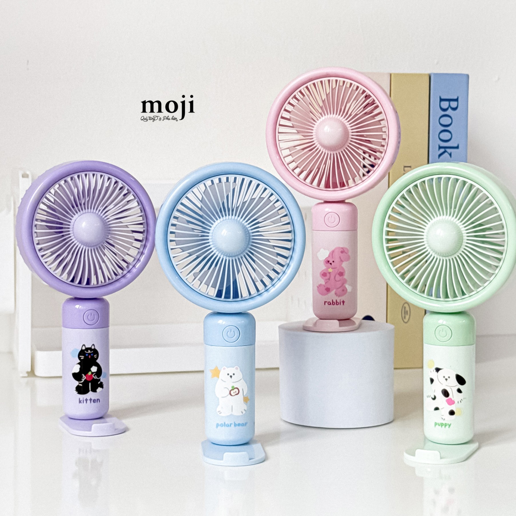 Quạt USB cầm tay sạc tích điện Cute animal fruit star