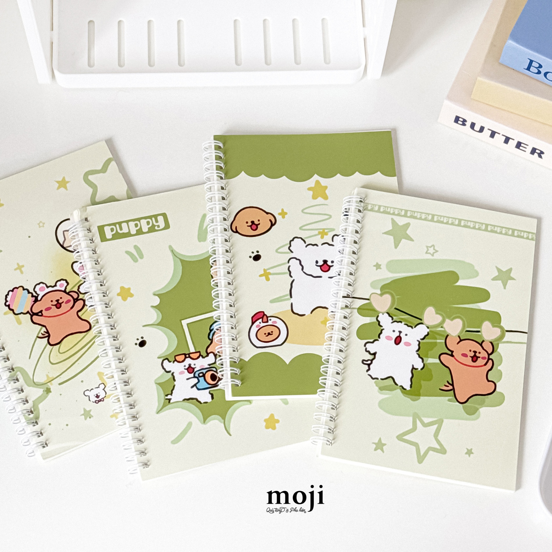 Sổ vở lò xo MJ Couple dog puppy happy nền họa tiết 14x20