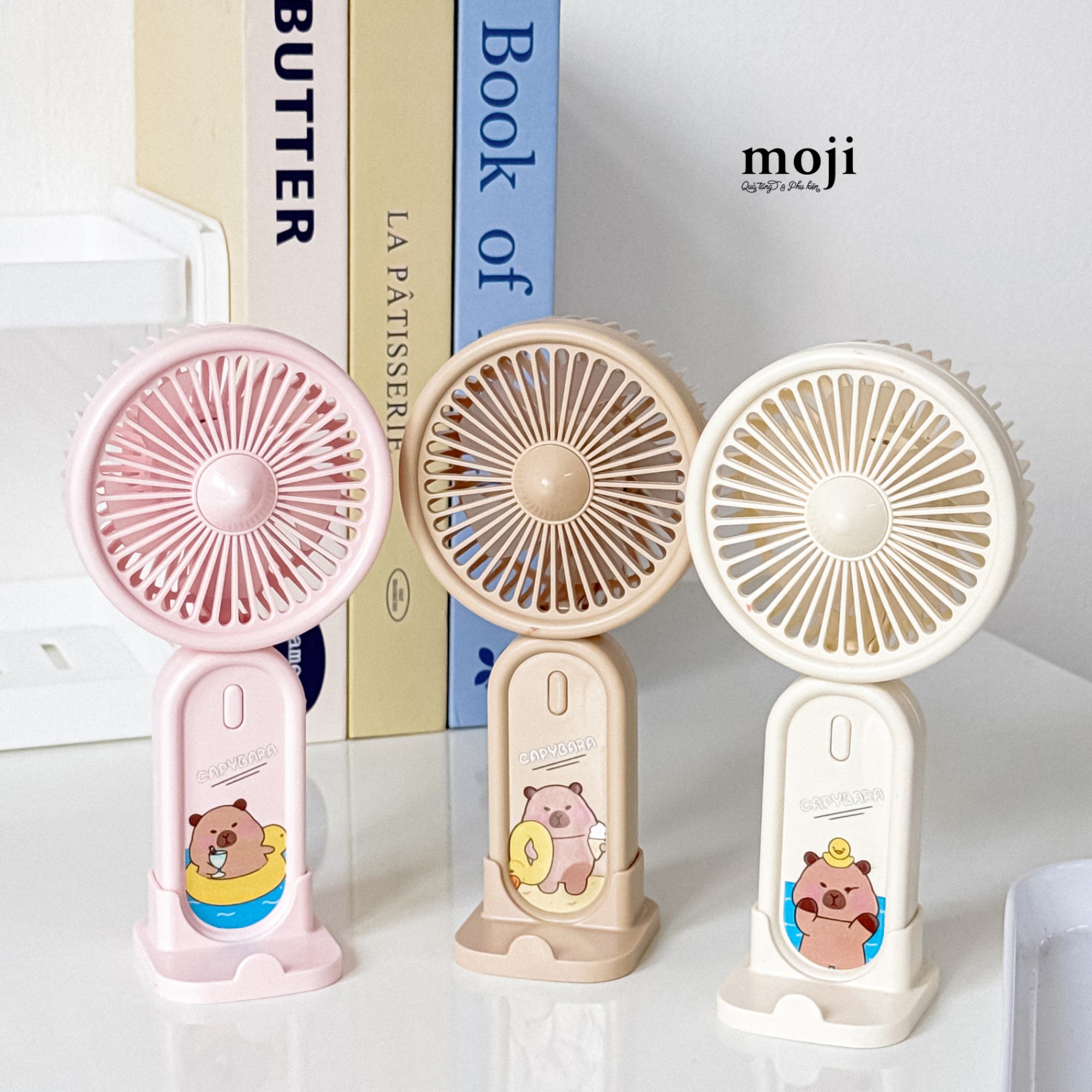 Quạt USB cầm tay sạc tích điện Capybara summer time vịt vàng