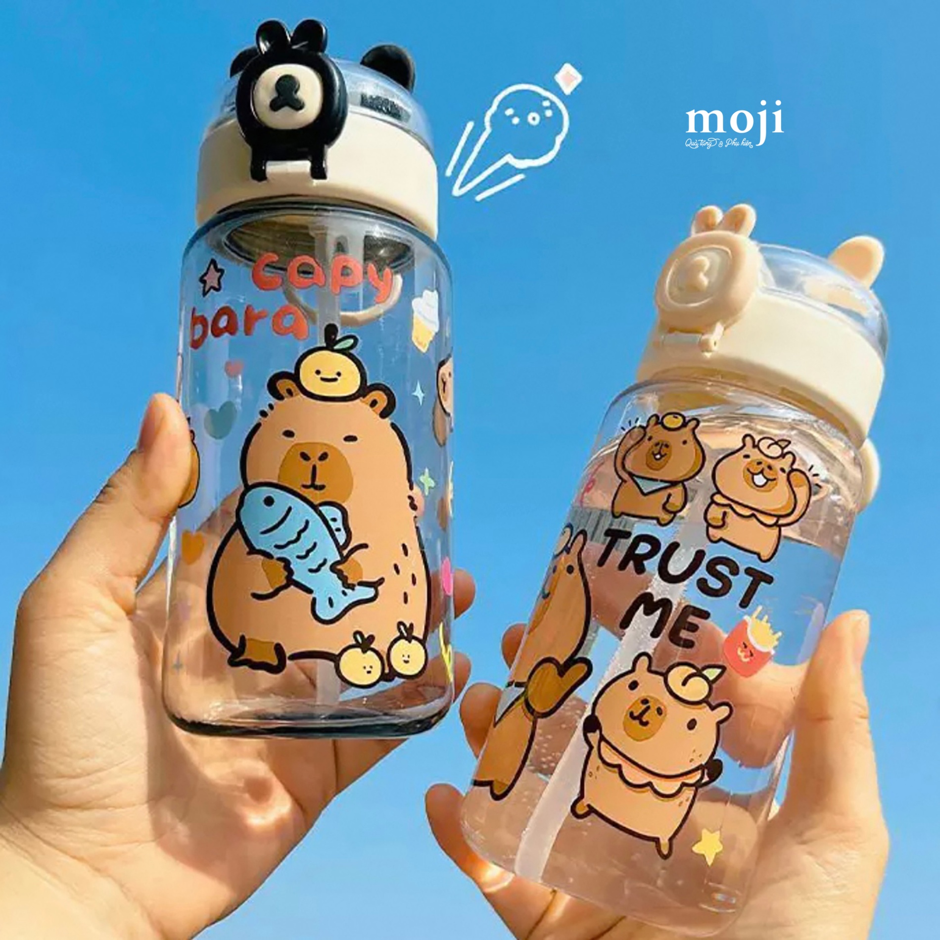 Bình nước nhựa Capybara fruit like ôm cá 500ml