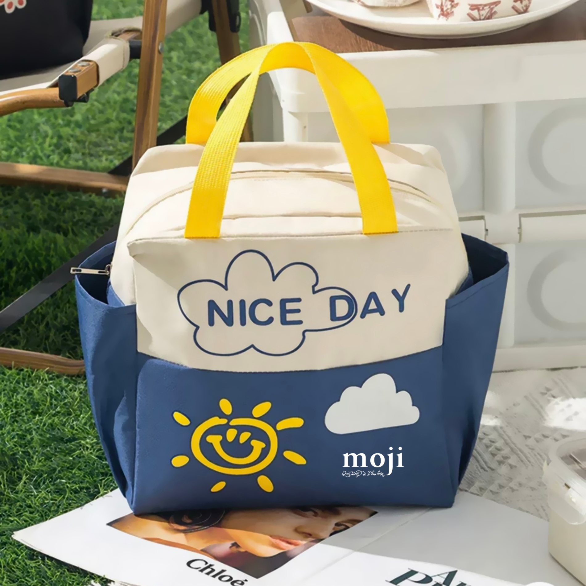 Túi đựng cơm giữ nhiệt Cat nice day phối màu 14x25x25